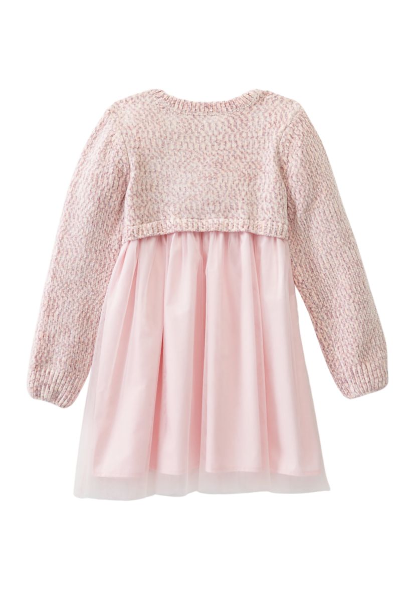 Girls 4-6x Long Sleeve 2Fer Sweater with Tulle Dress