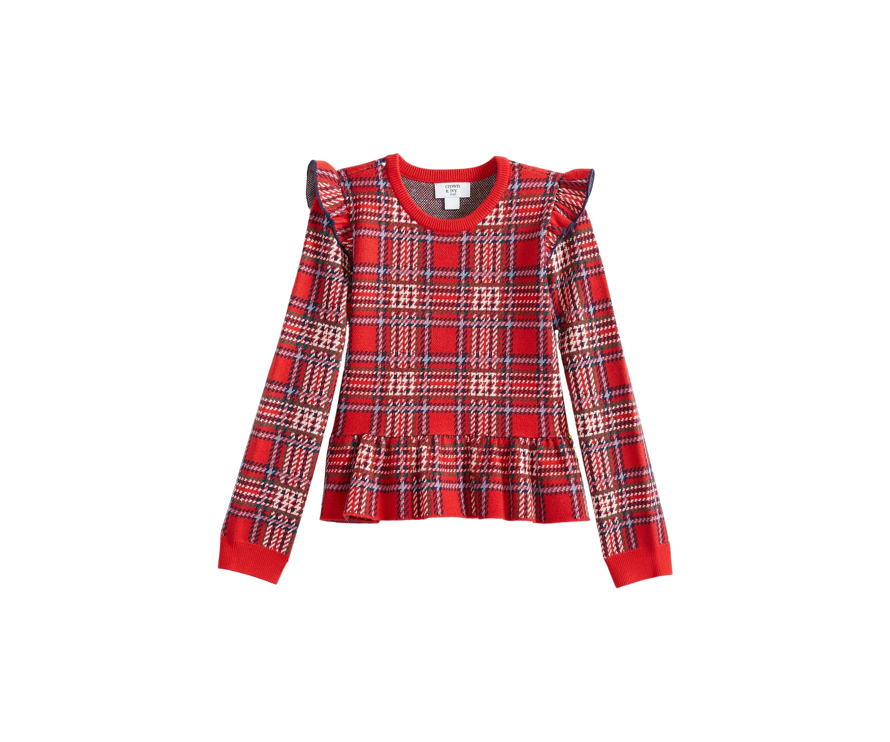 Girls 4-6x Long Sleeve Peplum Hem Top 