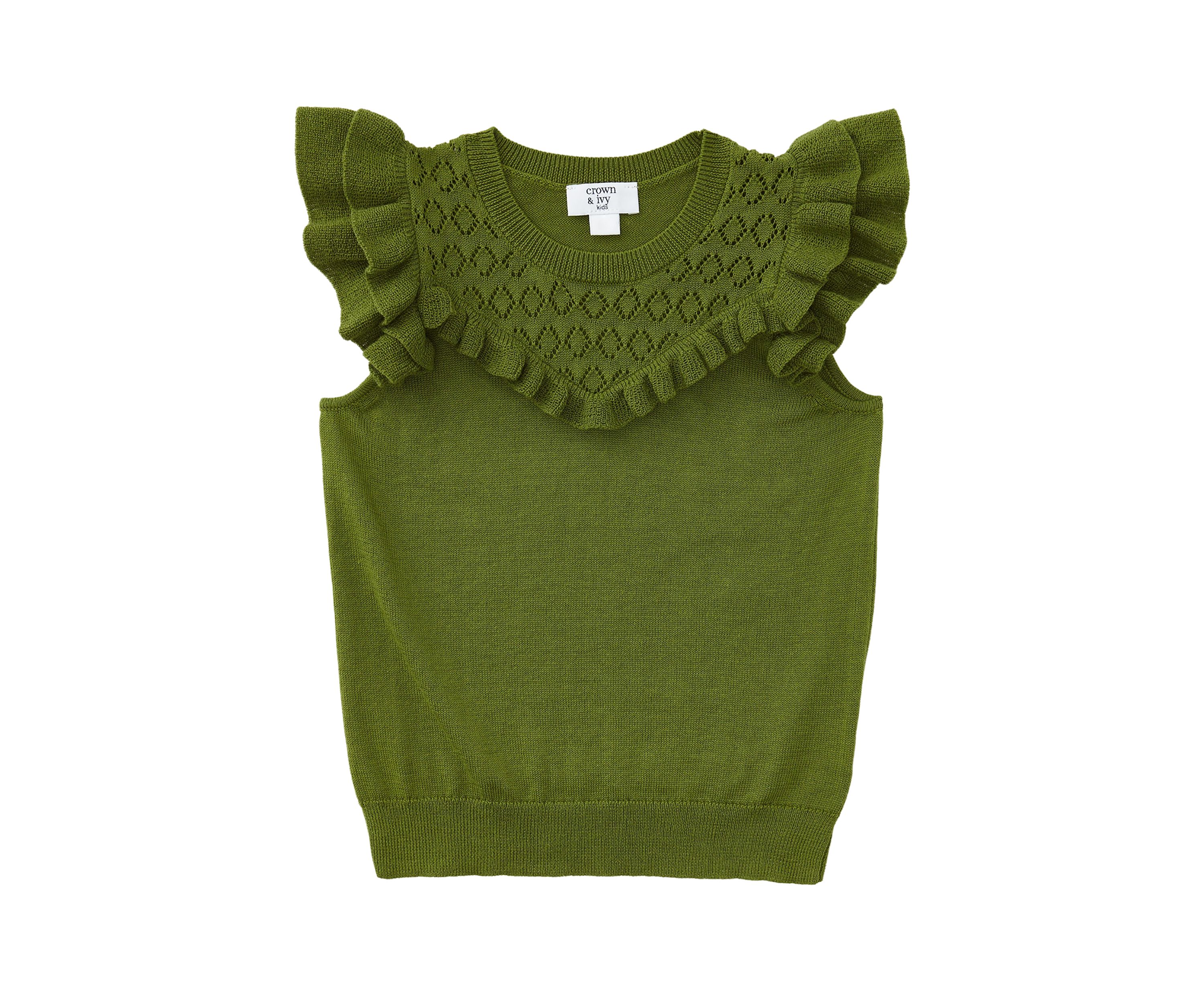 Girls 4-6x Solid Ruffle Yoke Sweater