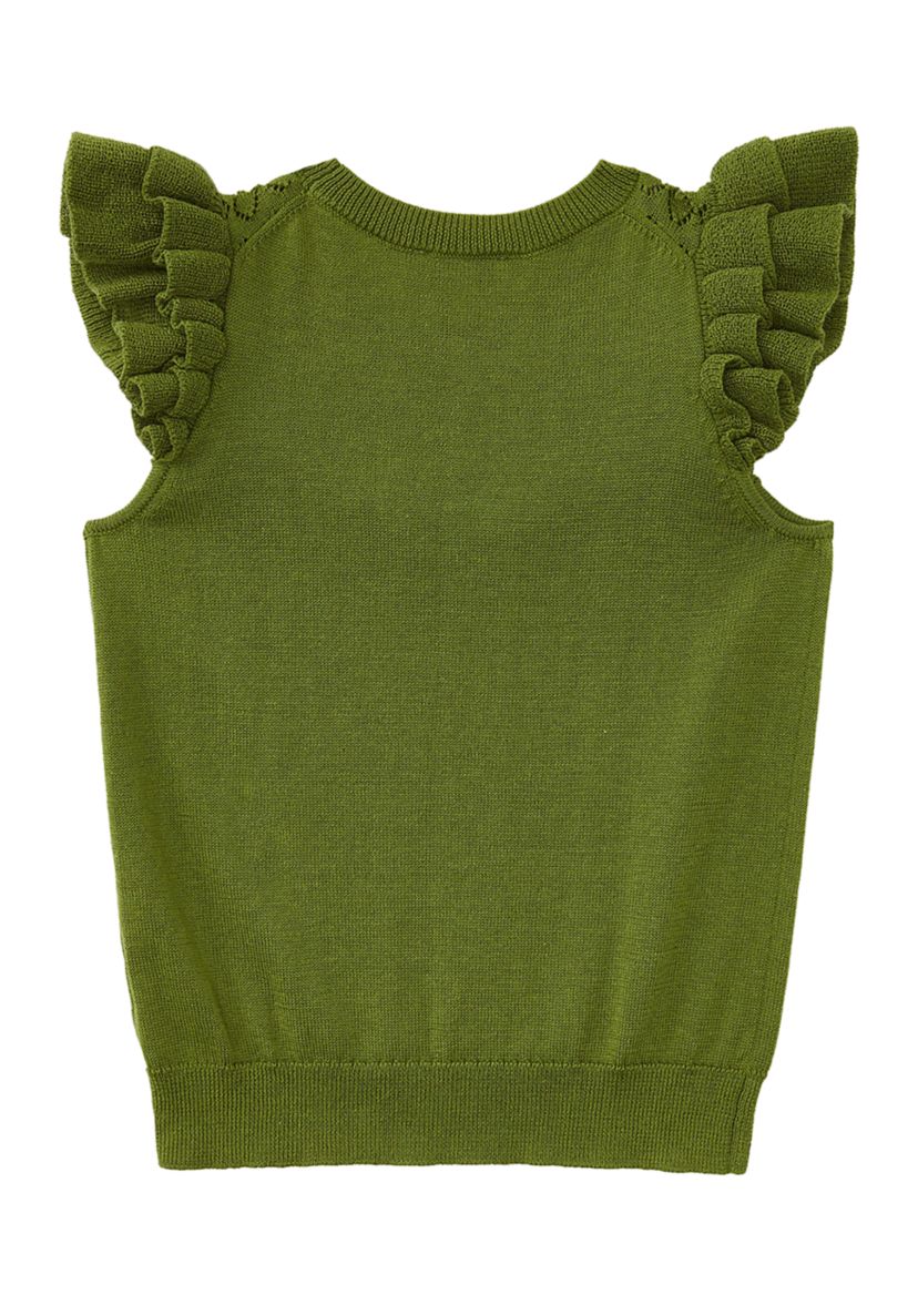 Girls 4-6x Solid Ruffle Yoke Sweater