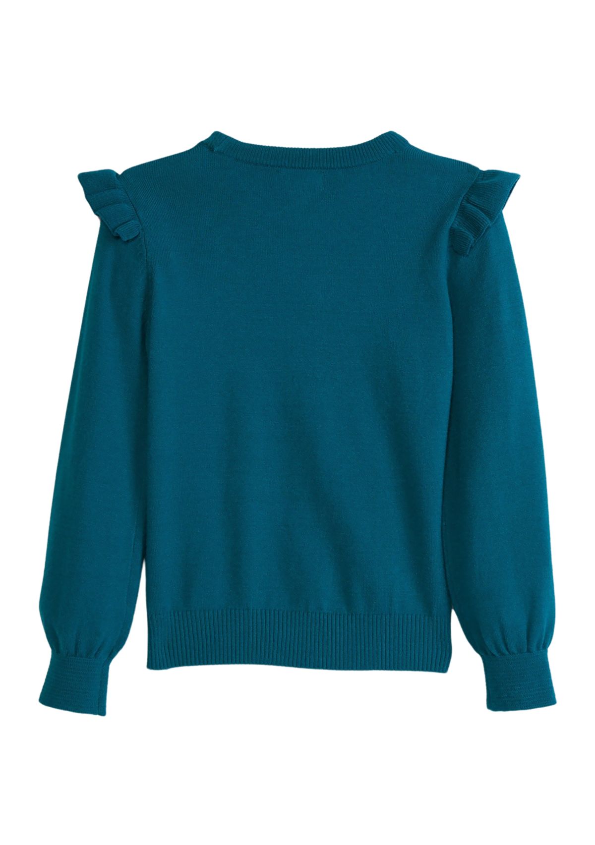 Girls 7-16 Ruffle Shoulder Appliqué Sweater