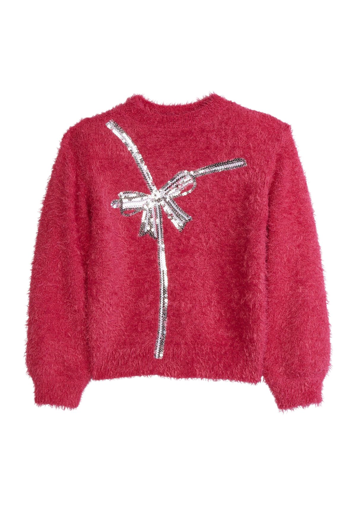 Girls 4-6x Sequin Bow Eyelash Sweater