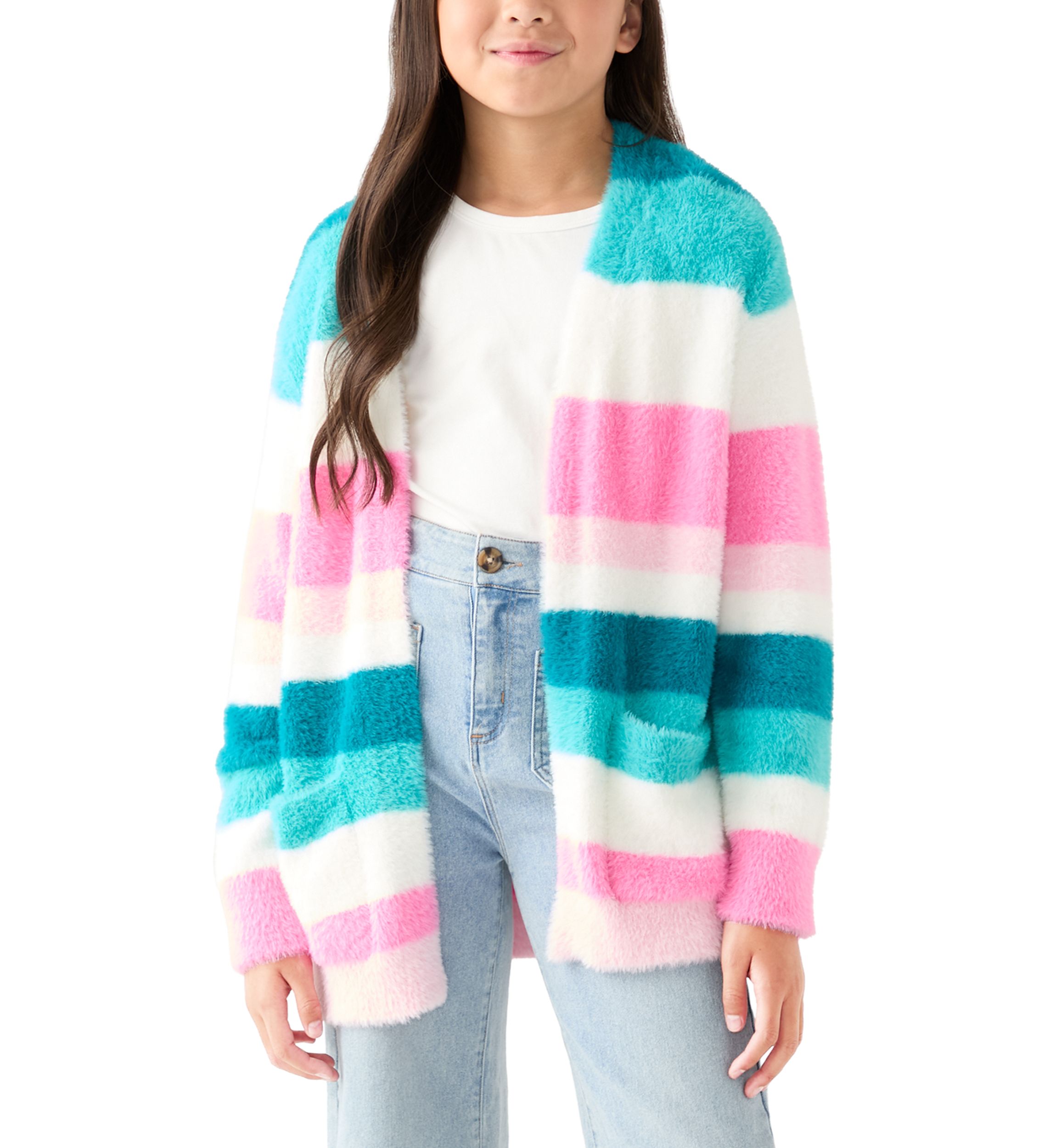Girls 7-16 Stripe Cardigan 