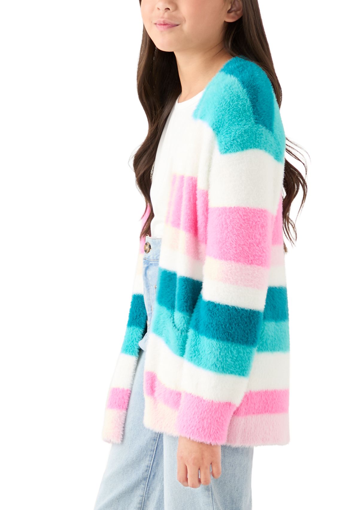 Girls 7-16 Stripe Cardigan 