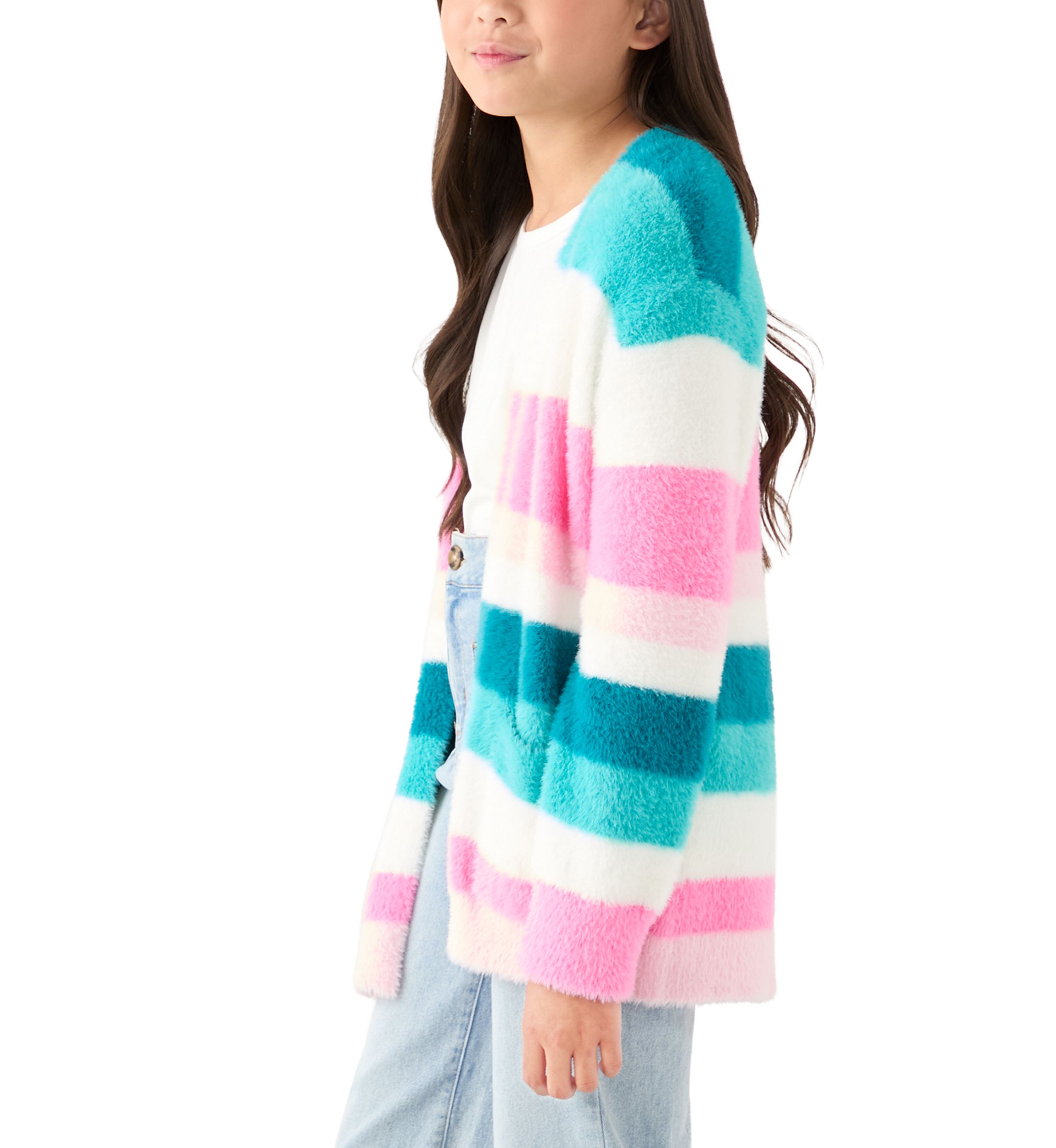Girls 7-16 Stripe Cardigan 
