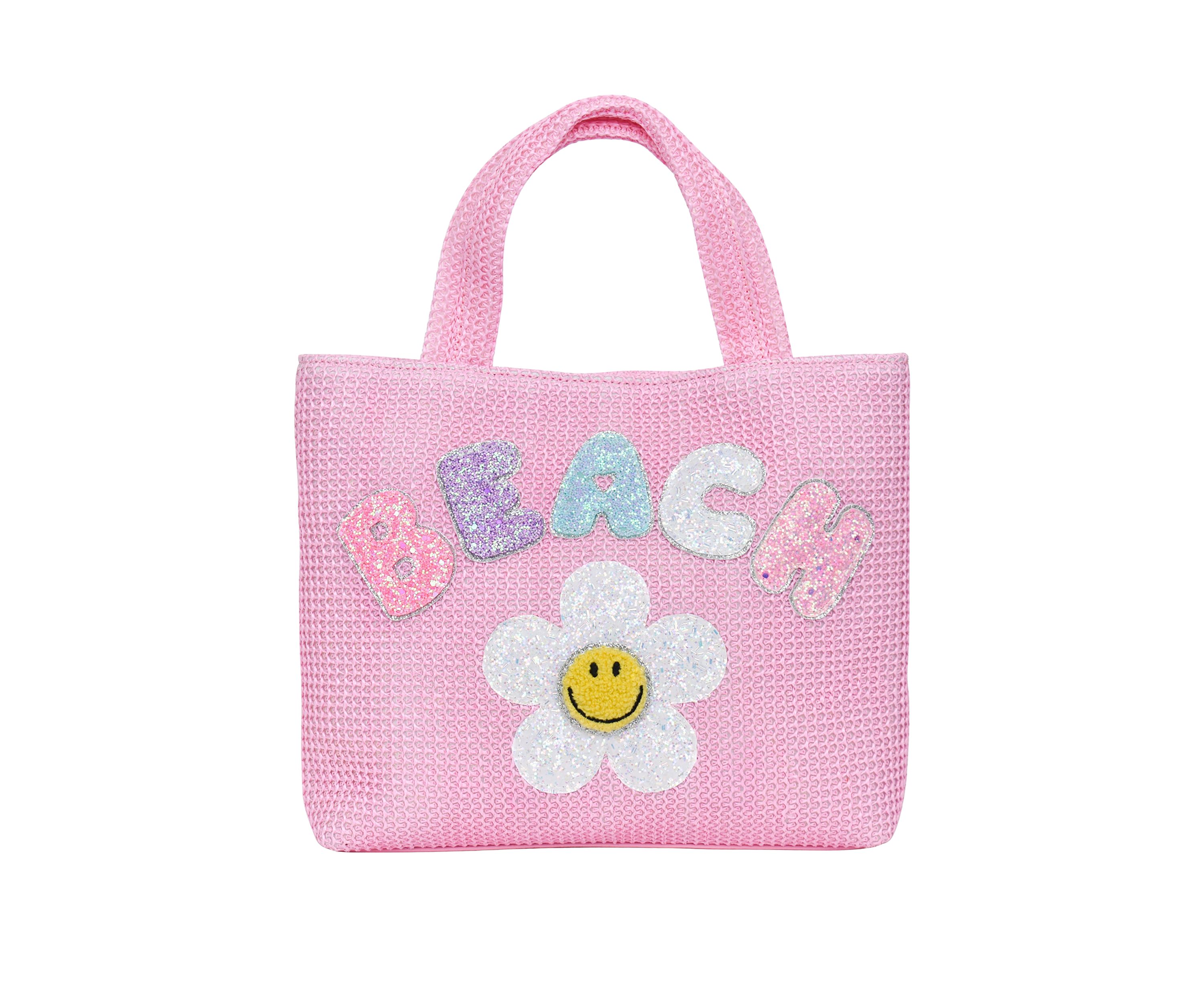 Girls Beach Daisy Straw Tote Bag