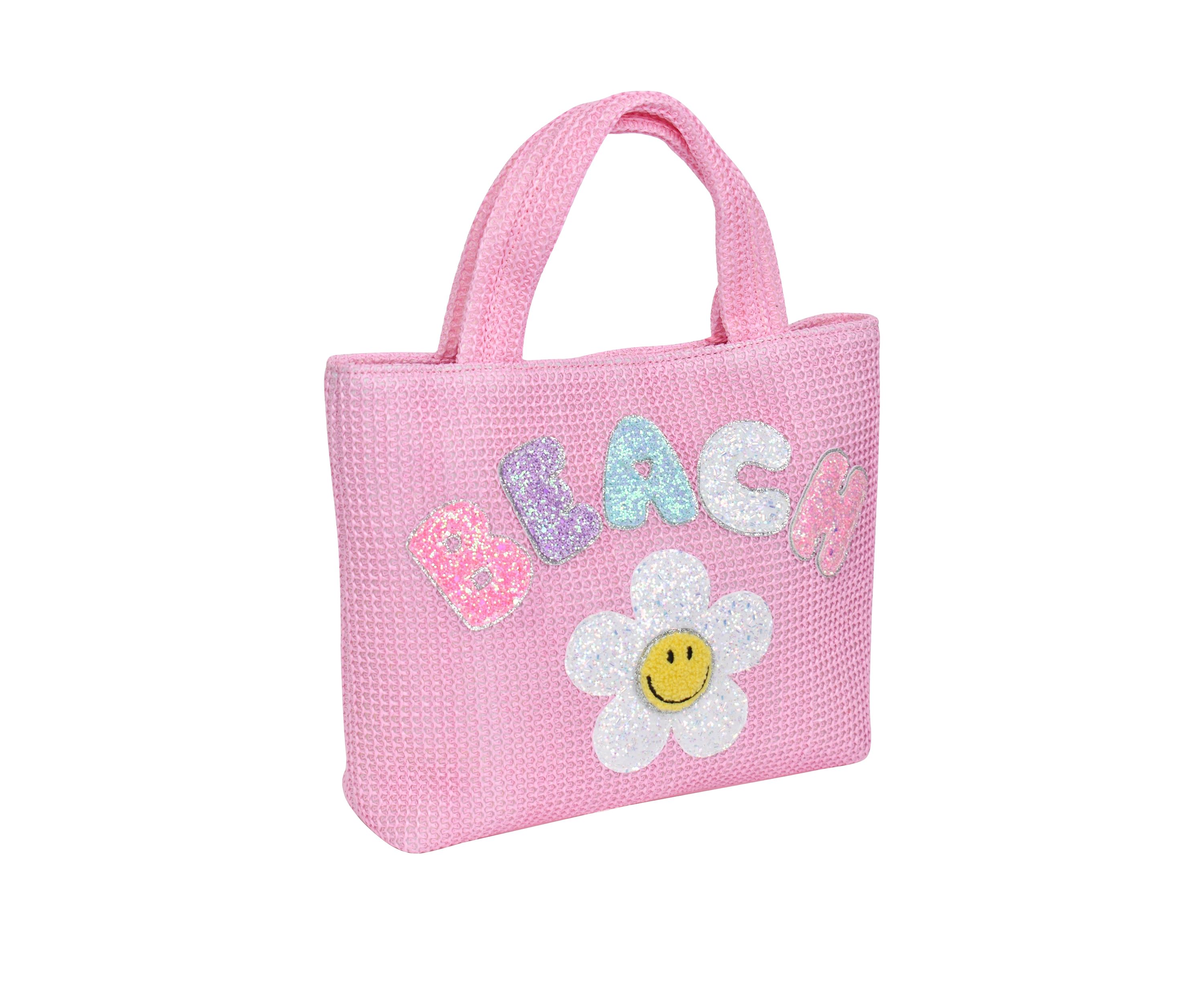 Girls Beach Daisy Straw Tote Bag