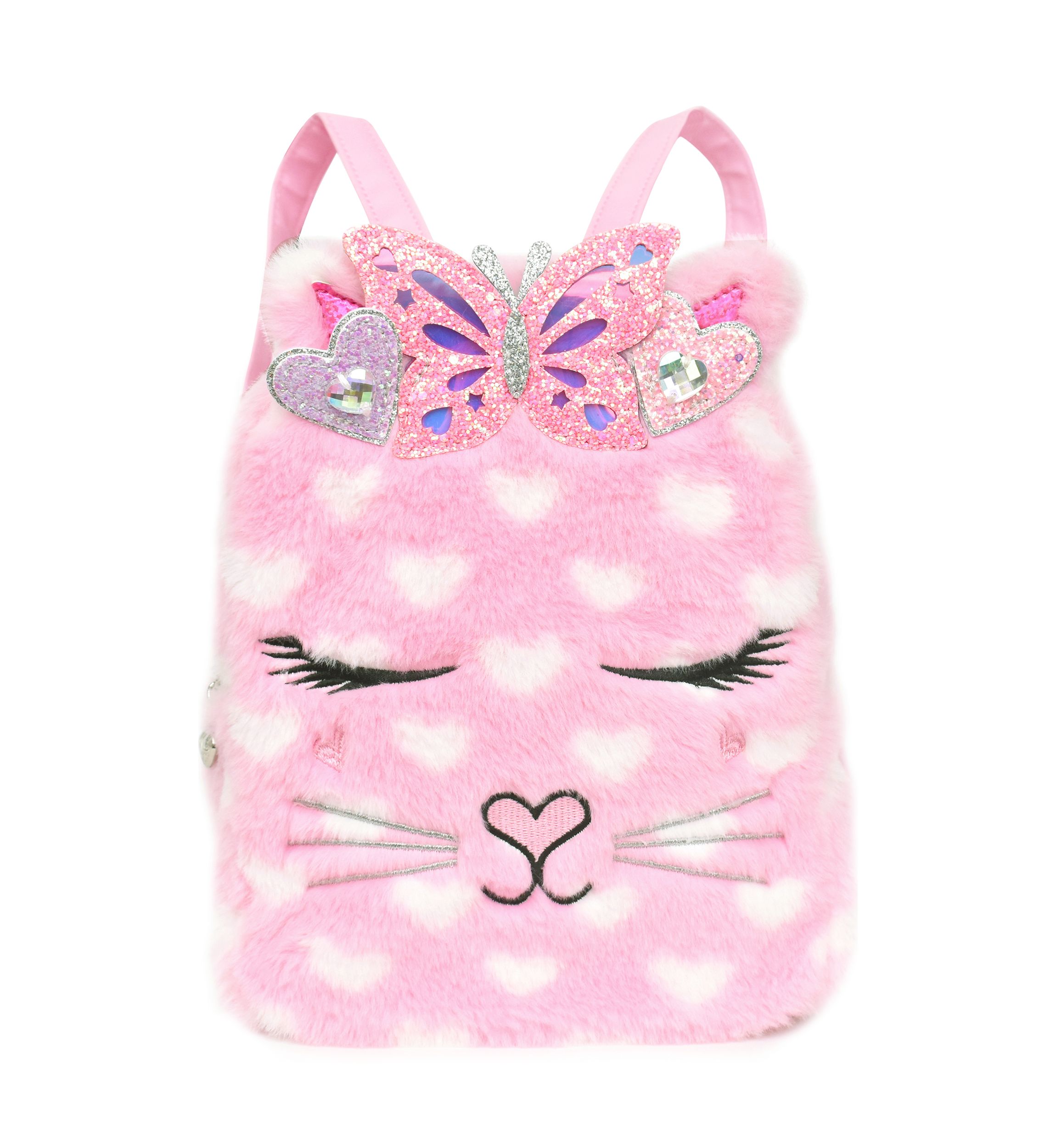Girls Bella Butterfly Heart Faux Fur Mini Backpack