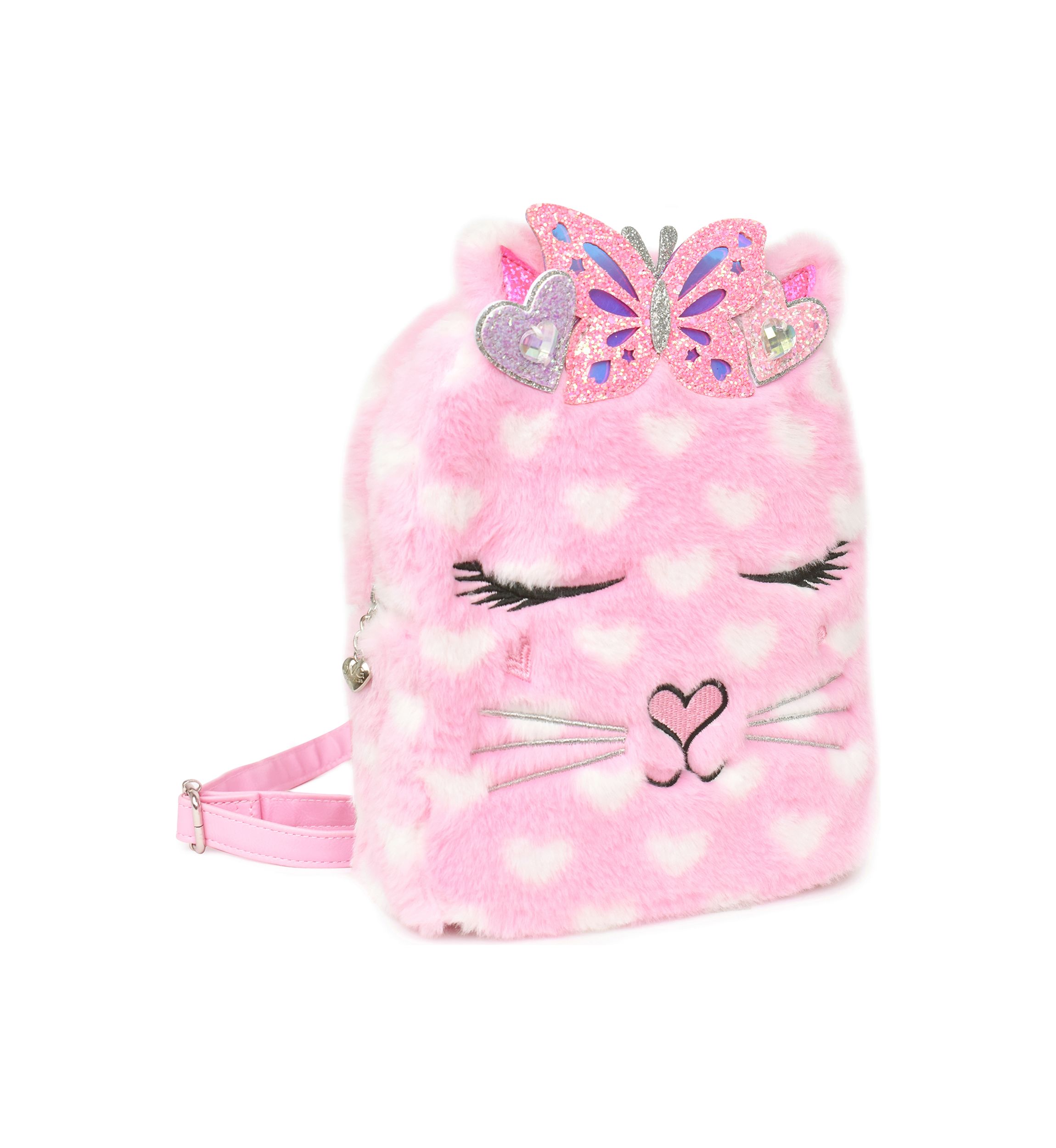 Girls Bella Butterfly Heart Faux Fur Mini Backpack