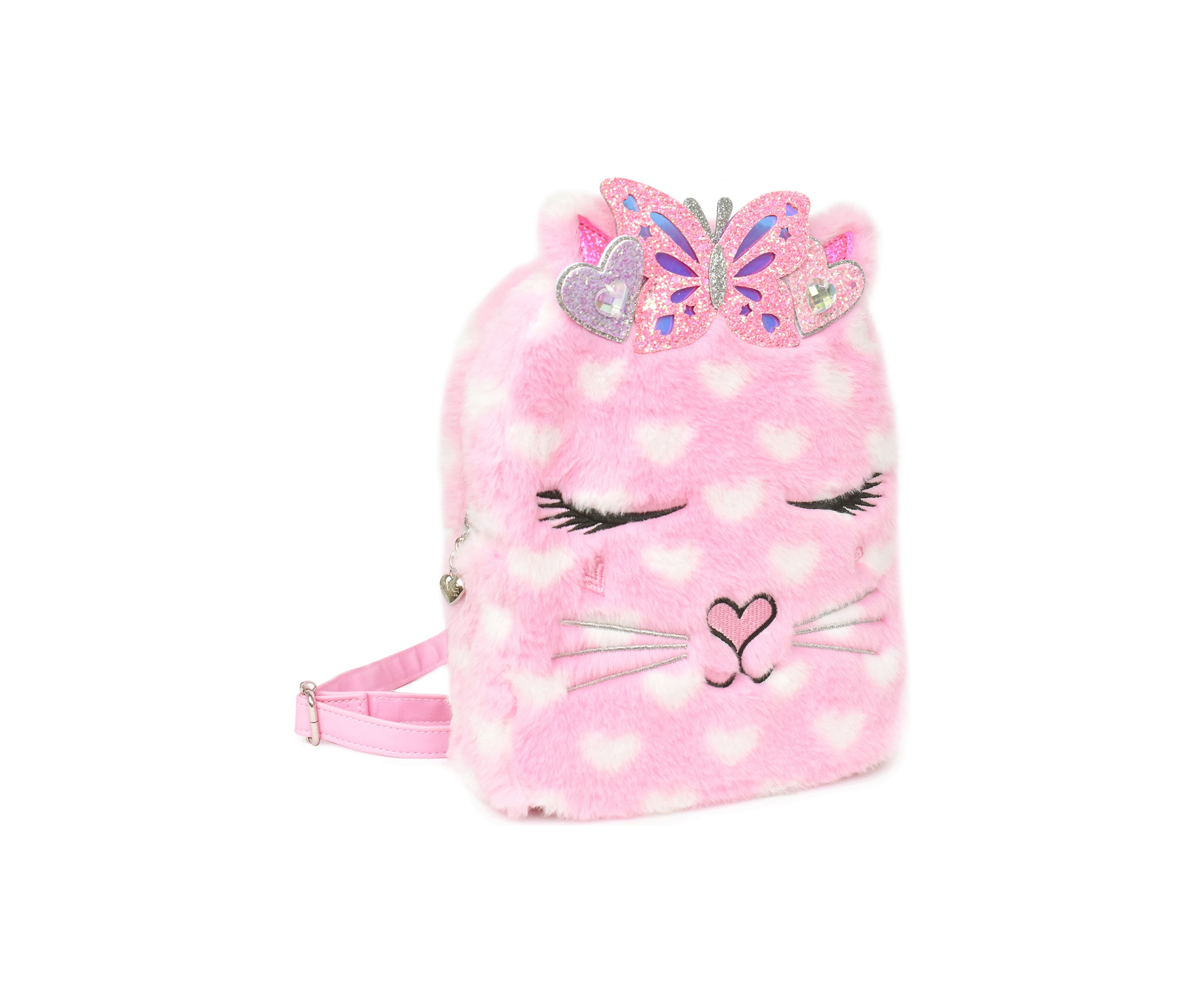 Girls Bella Butterfly Heart Faux Fur Mini Backpack