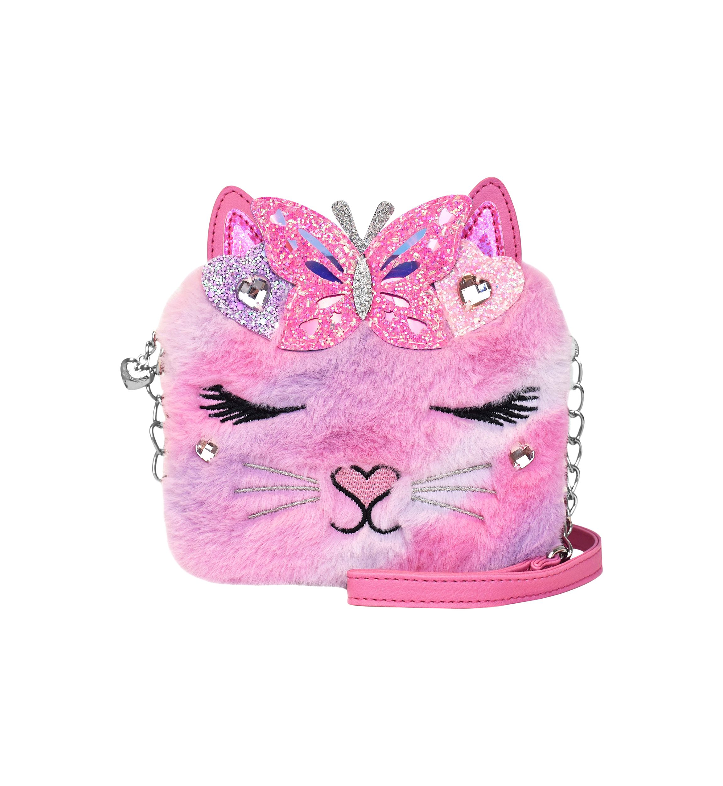 Girls Bella Butterfly Hearts Tiara Faux Fur Crossbody