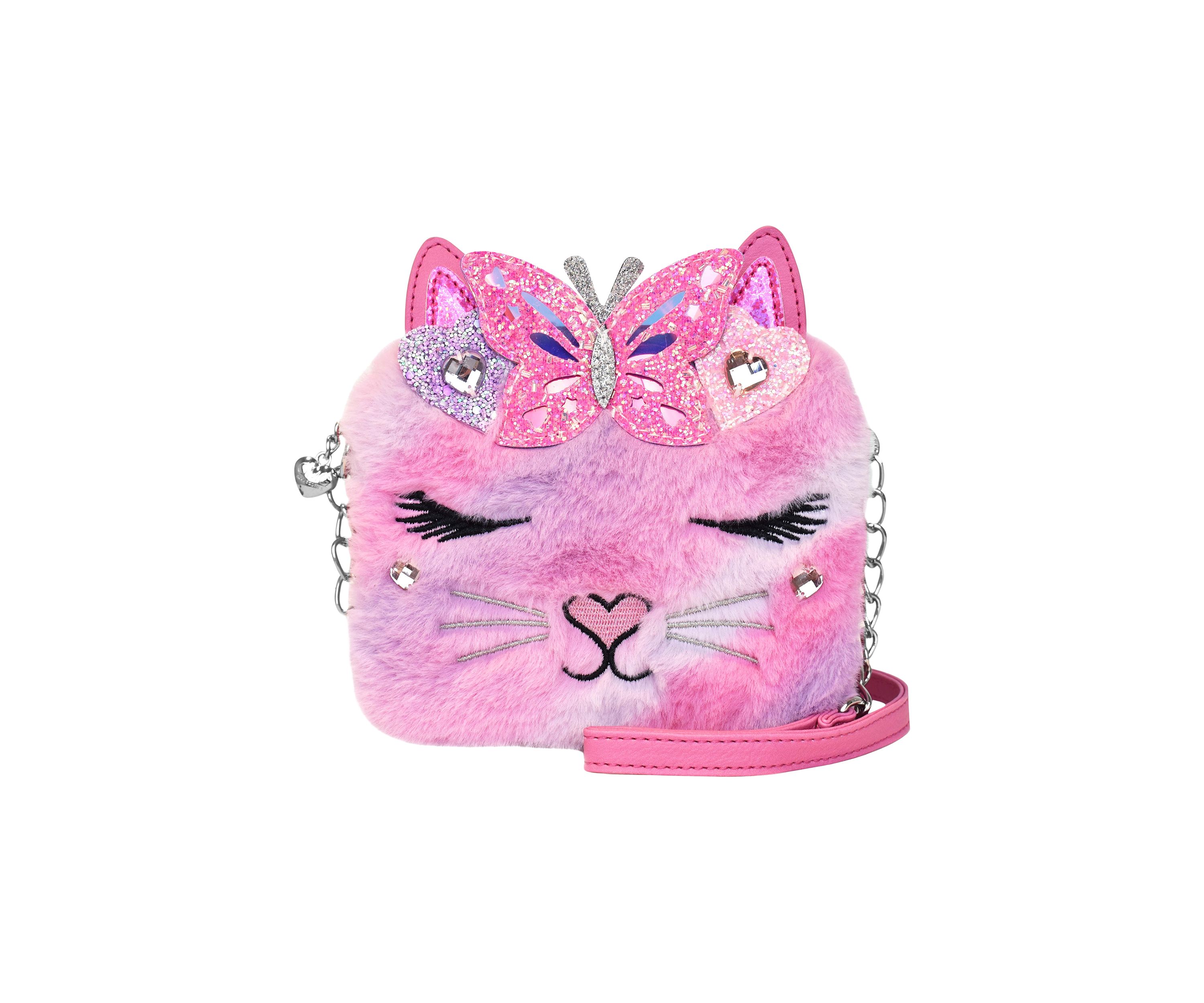 Girls Bella Butterfly Hearts Tiara Faux Fur Crossbody