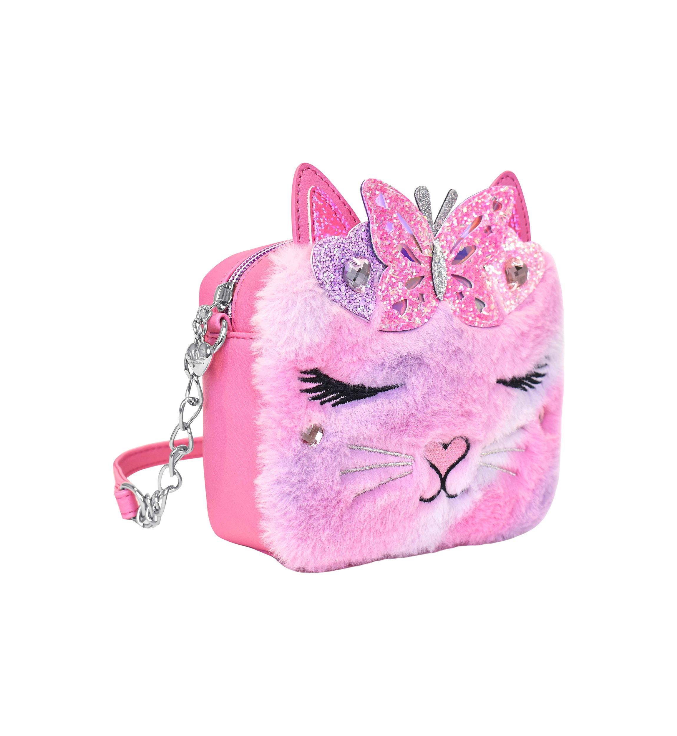 Girls Bella Butterfly Hearts Tiara Faux Fur Crossbody