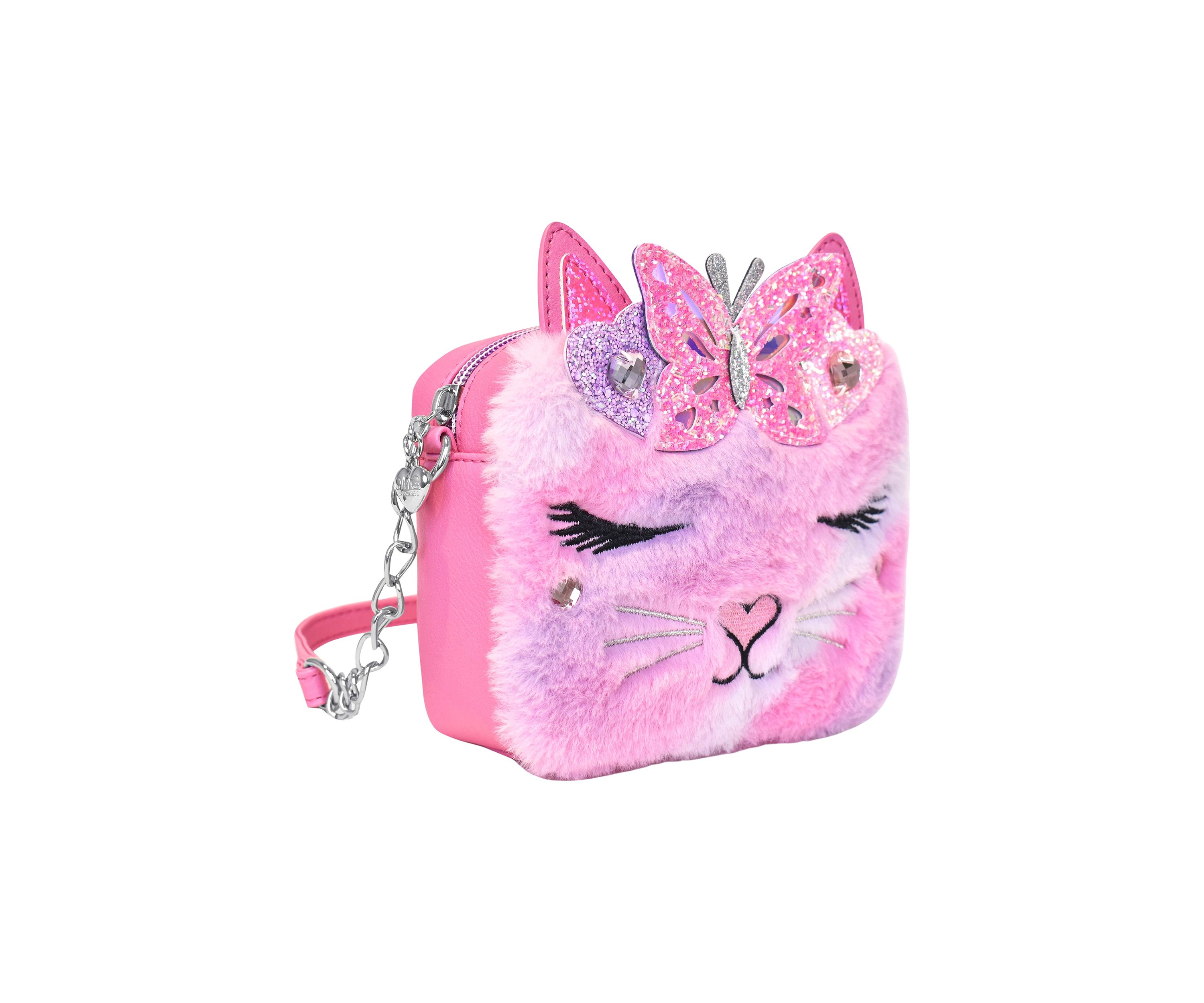 Girls Bella Butterfly Hearts Tiara Faux Fur Crossbody