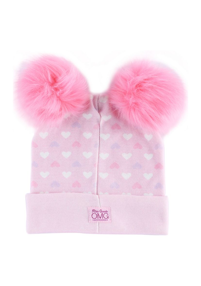 Girls Bella Kitty Double Pom Pom Hat and Gloves Set