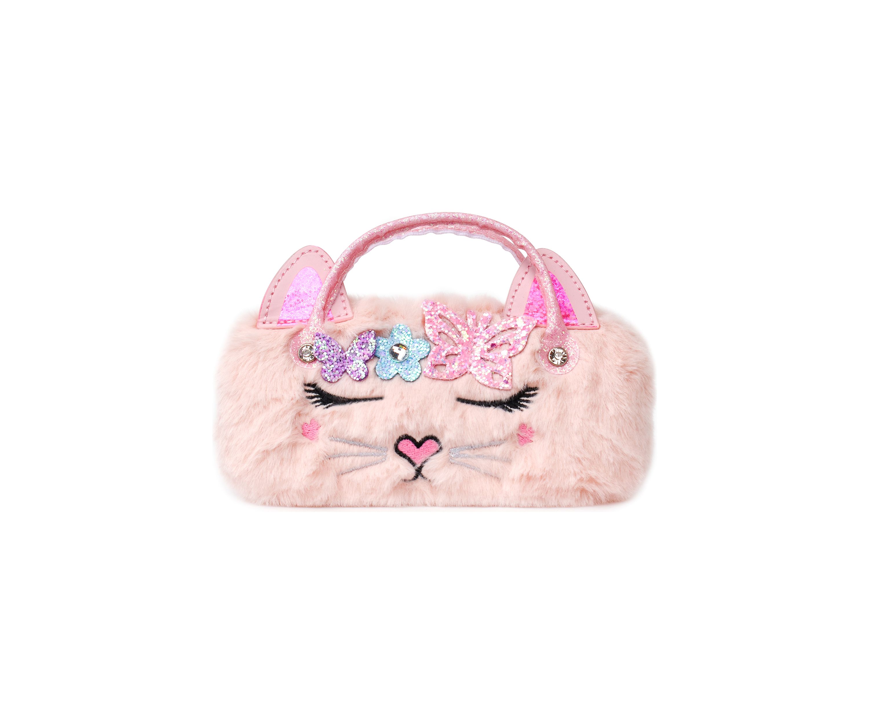 Girls 4-6x Bella Butterfly Faux Fur Sunglass Case and Heart Sunglasses