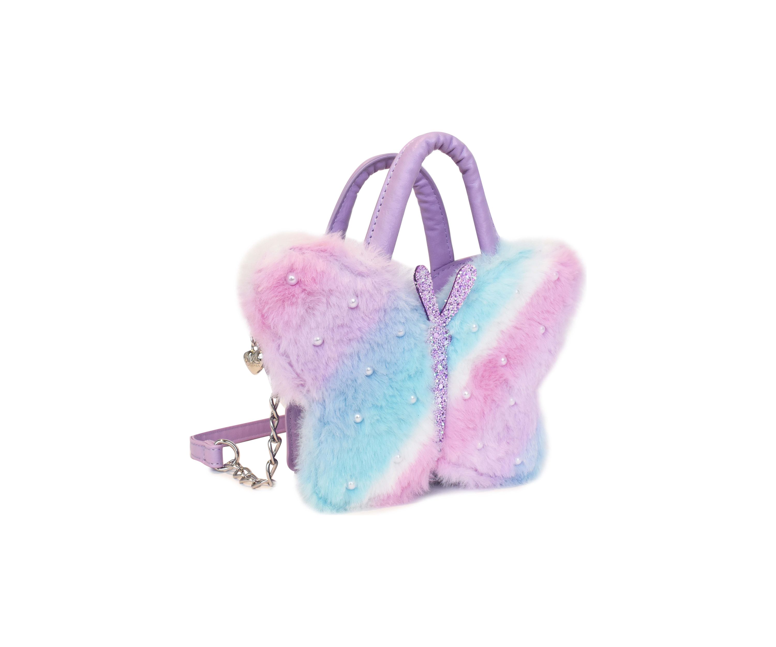 Girls Faux Fur Pearl Butterfly Crossbody Bag