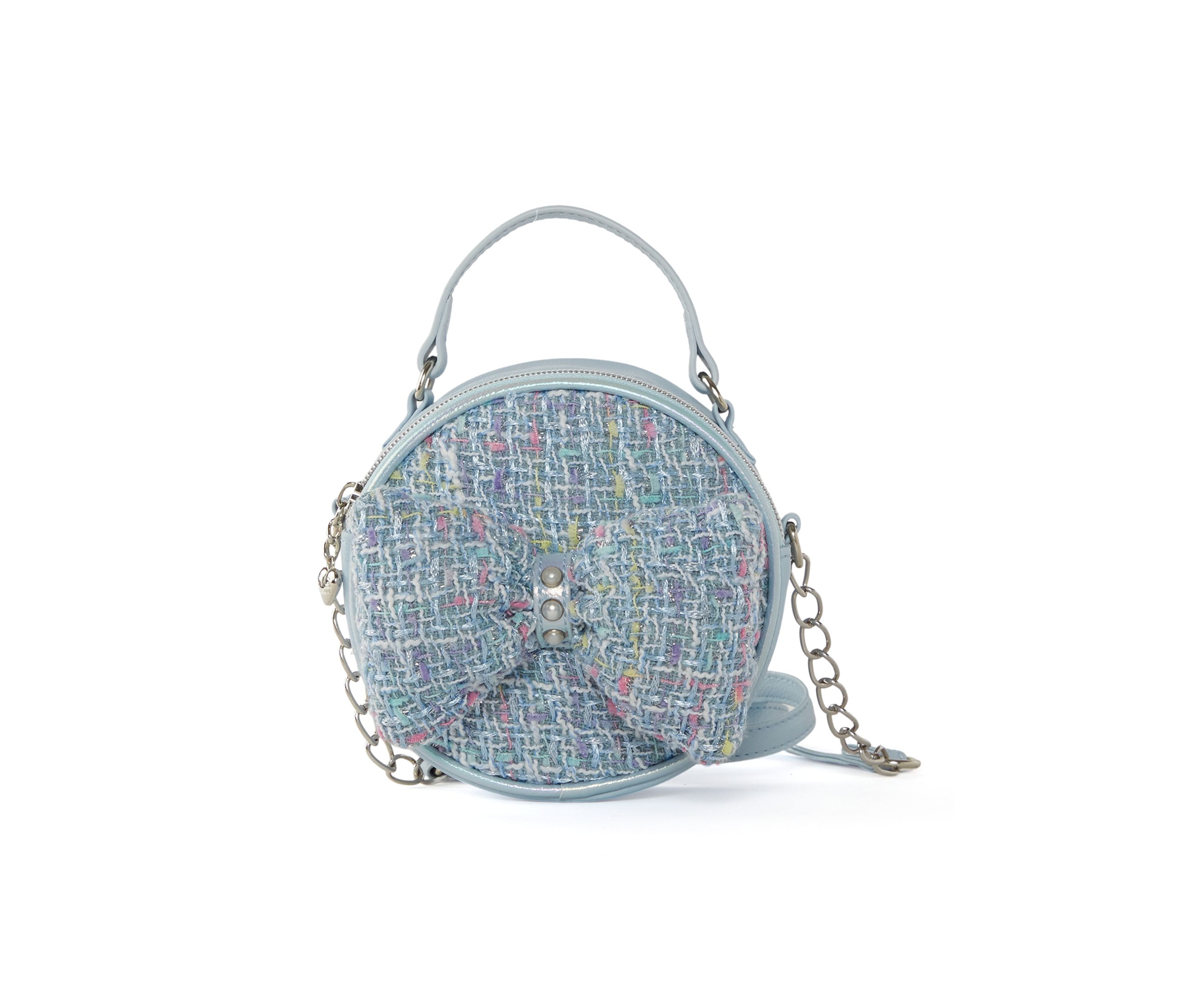 Girls Bow Tweed Crossbody