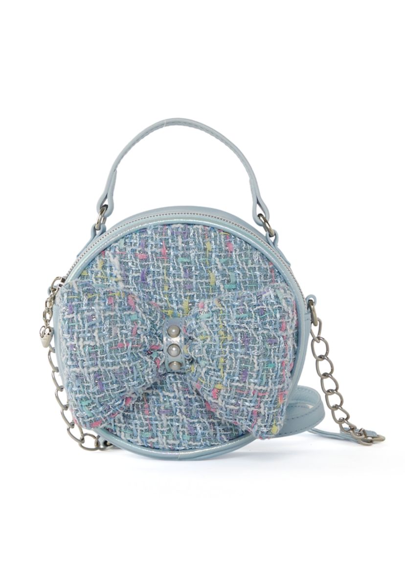 Girls Bow Tweed Crossbody
