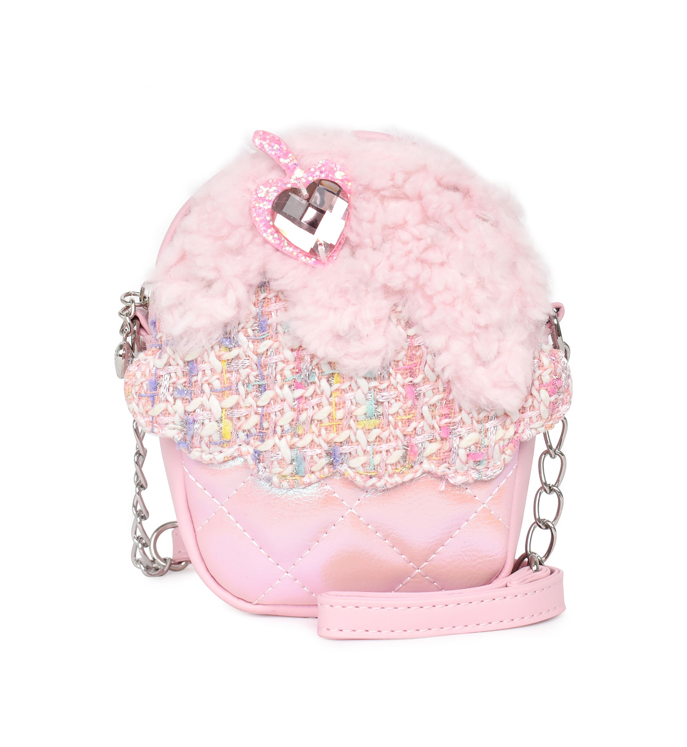 Girls Cupcake Tweed Crossbody Bag