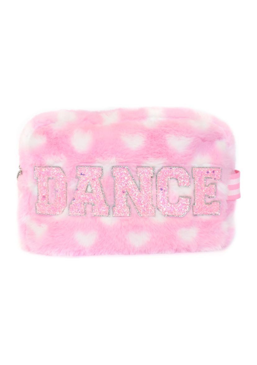Dance Faux Fur Heart Printed Pouch