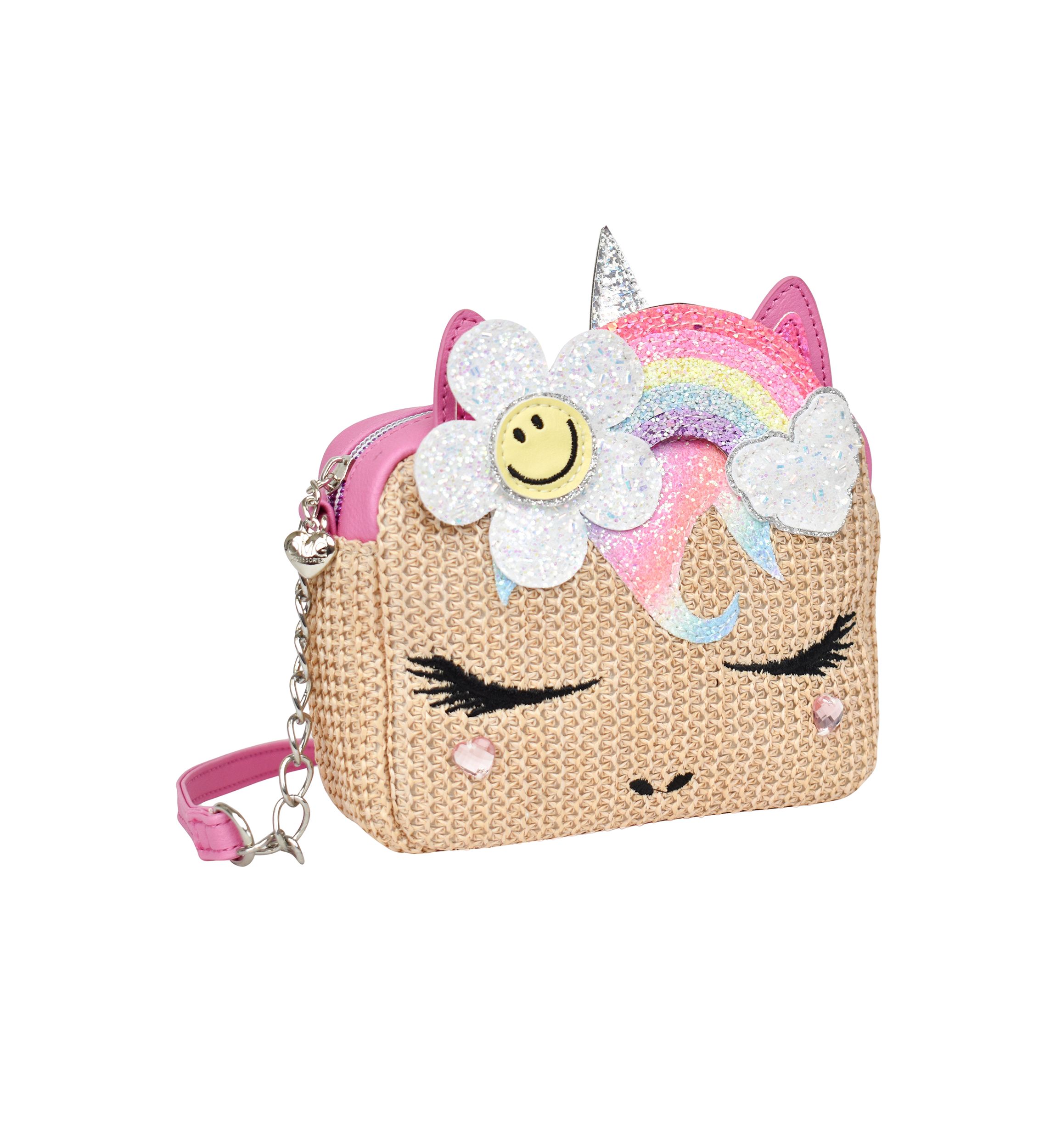 Girls Daisy Rainbow Straw Crossbody Bag