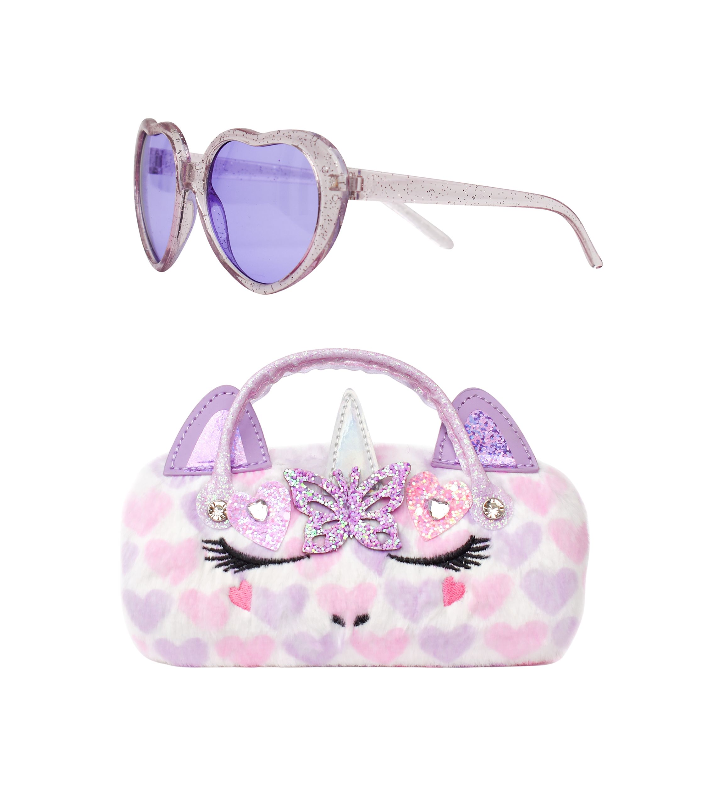 Butterfly Heart Sunglasses with Purse