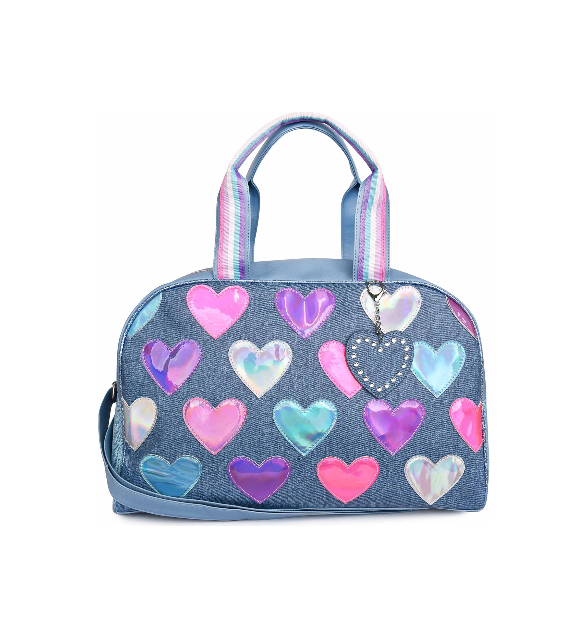 Hearts Denim Medium Duffle Bag