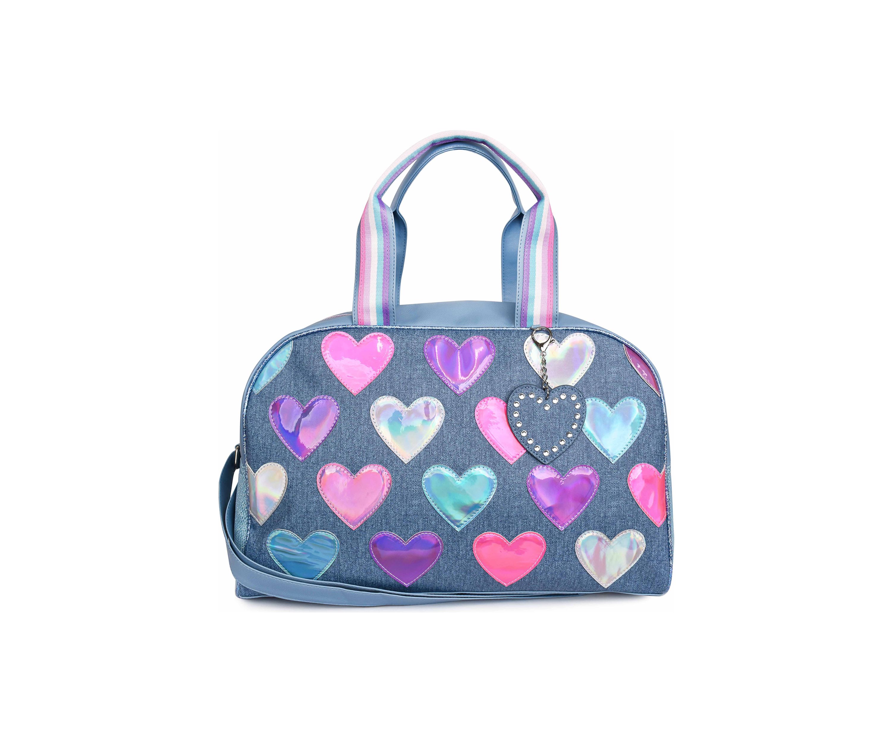 Hearts Denim Medium Duffle Bag