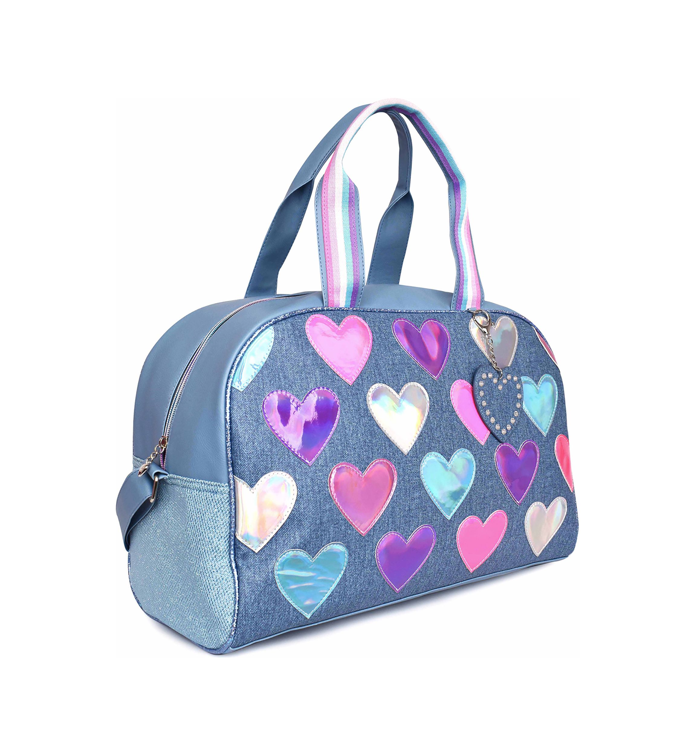 Hearts Denim Medium Duffle Bag