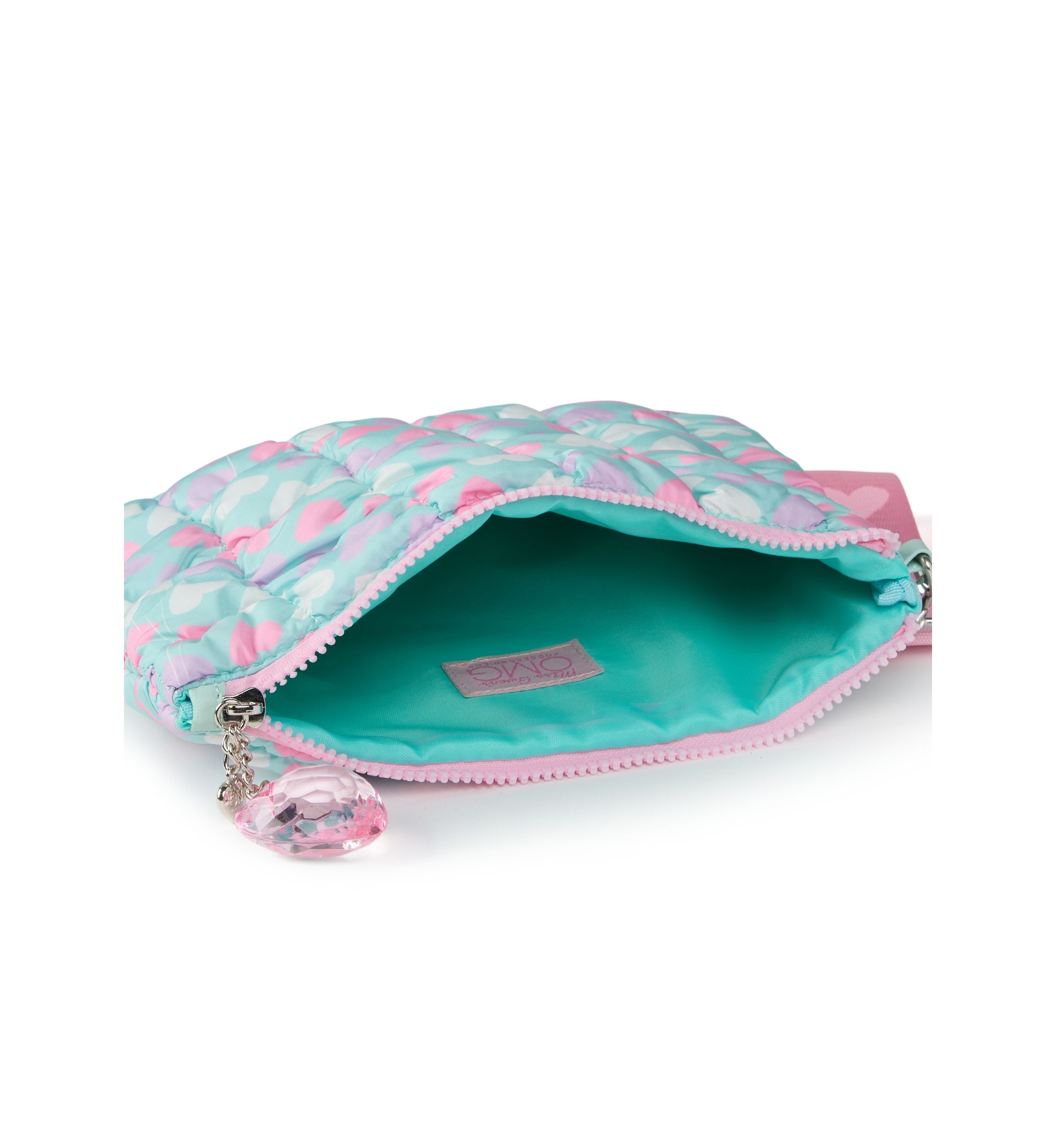 Girls Heart Print Scrunch Wristlet with Heart Charm