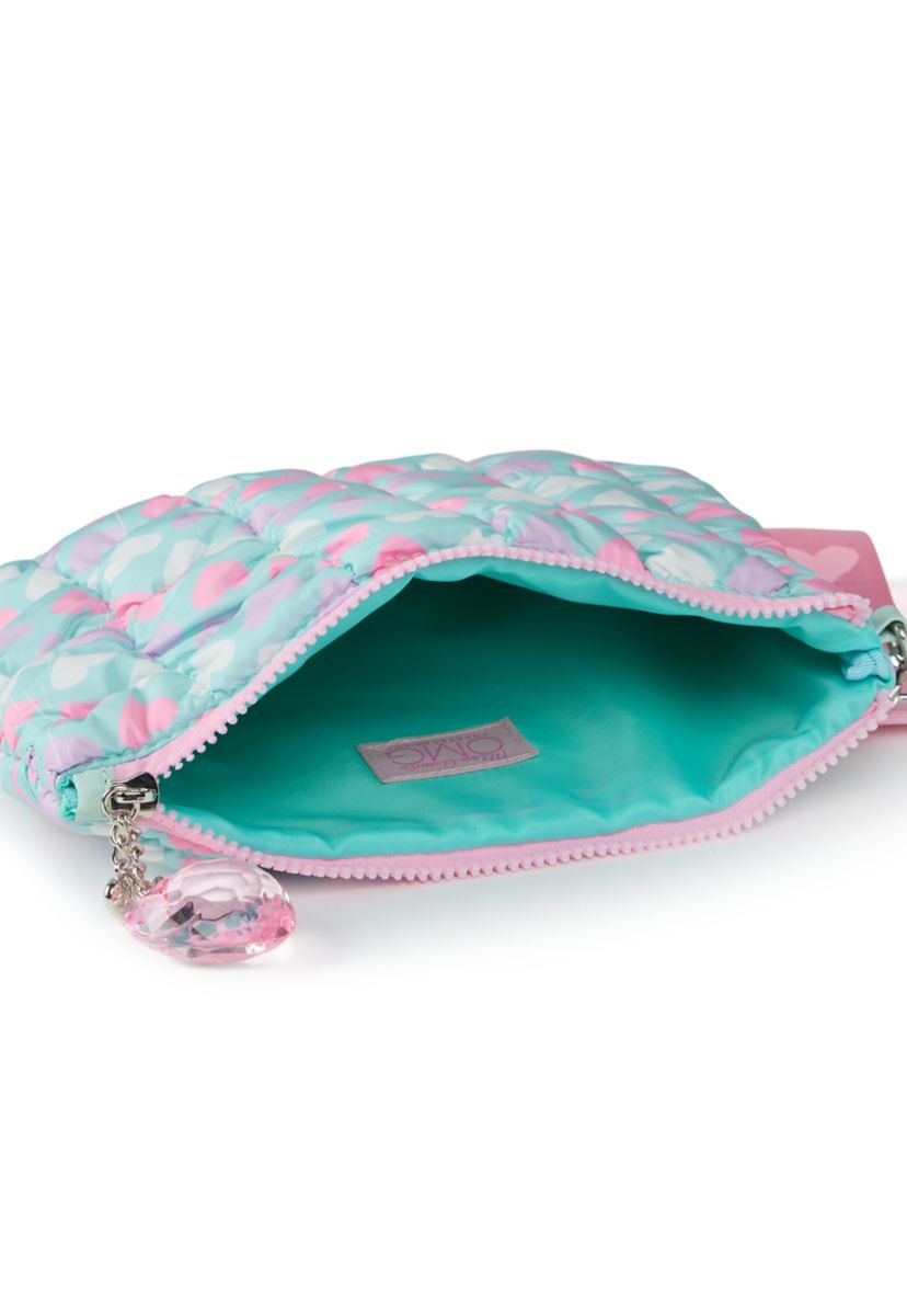 Girls Heart Print Scrunch Wristlet with Heart Charm