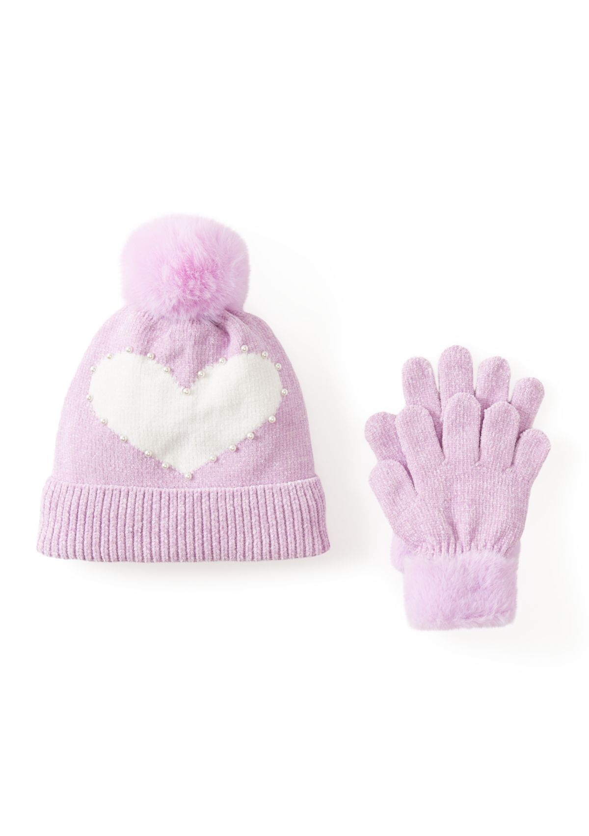 Girls 4-6x Heart Hat and Gloves Set