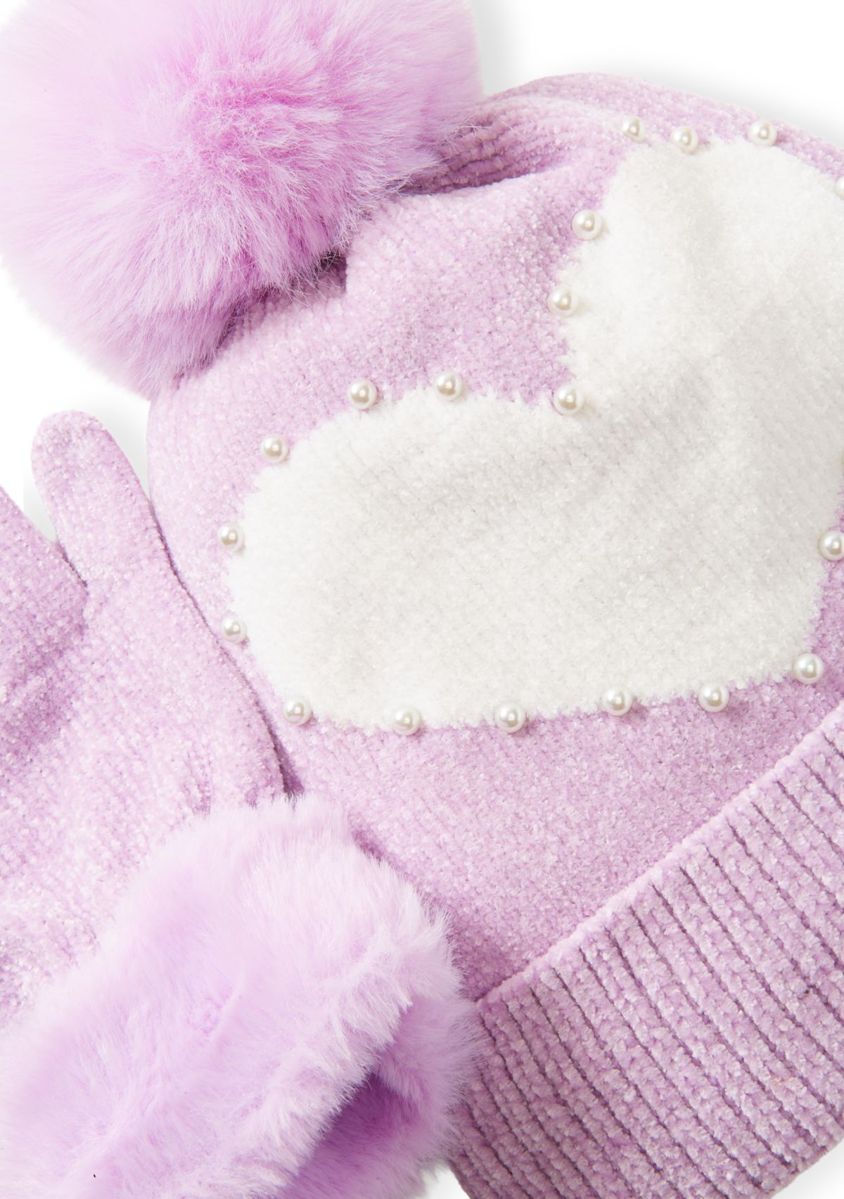 Girls 4-6x Heart Hat and Gloves Set