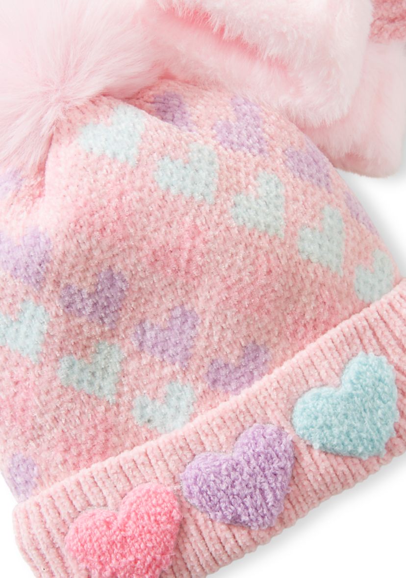 Girls 4-6x Heart Hat and Gloves Set