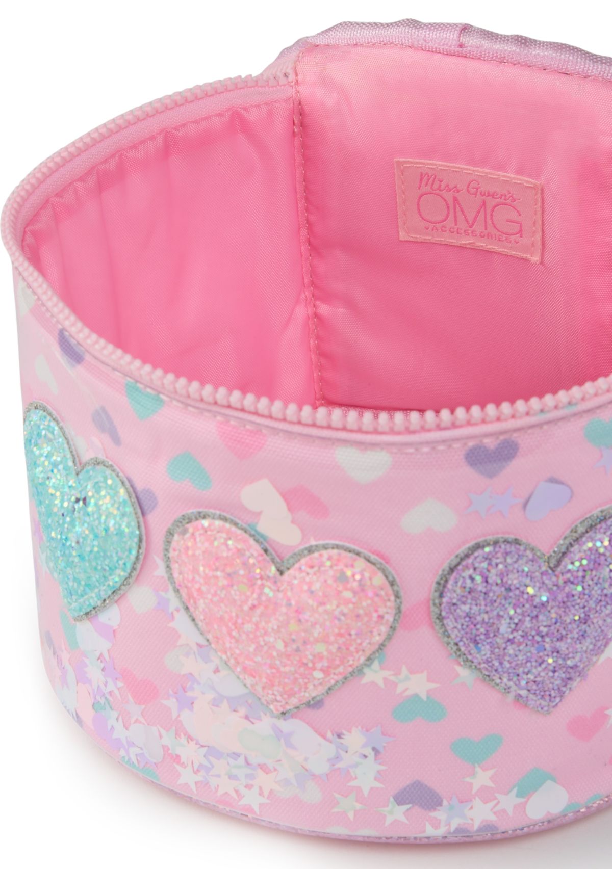 Girls Hearts Confetti Canvas Round Train Case