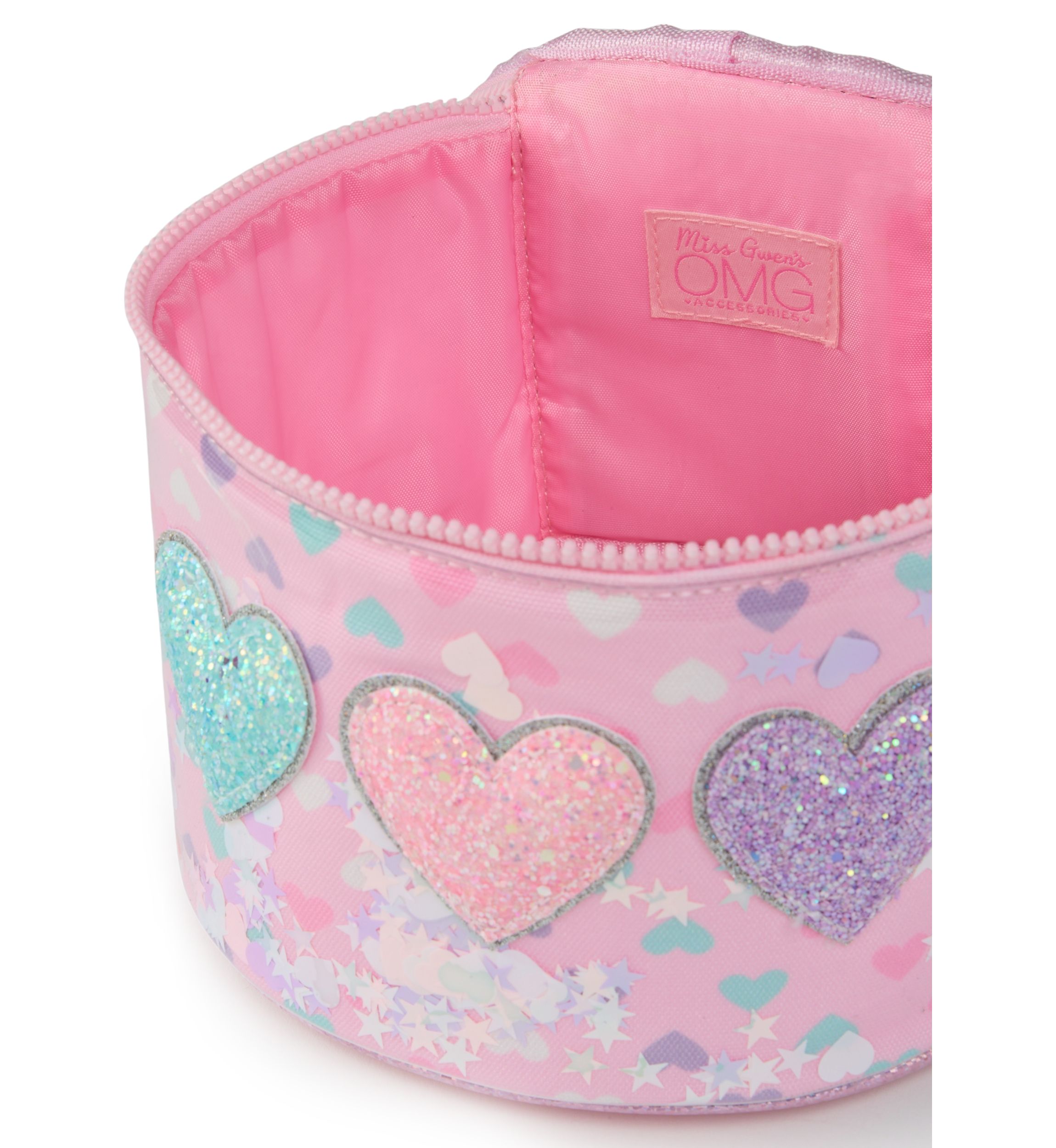 Girls Hearts Confetti Canvas Round Train Case