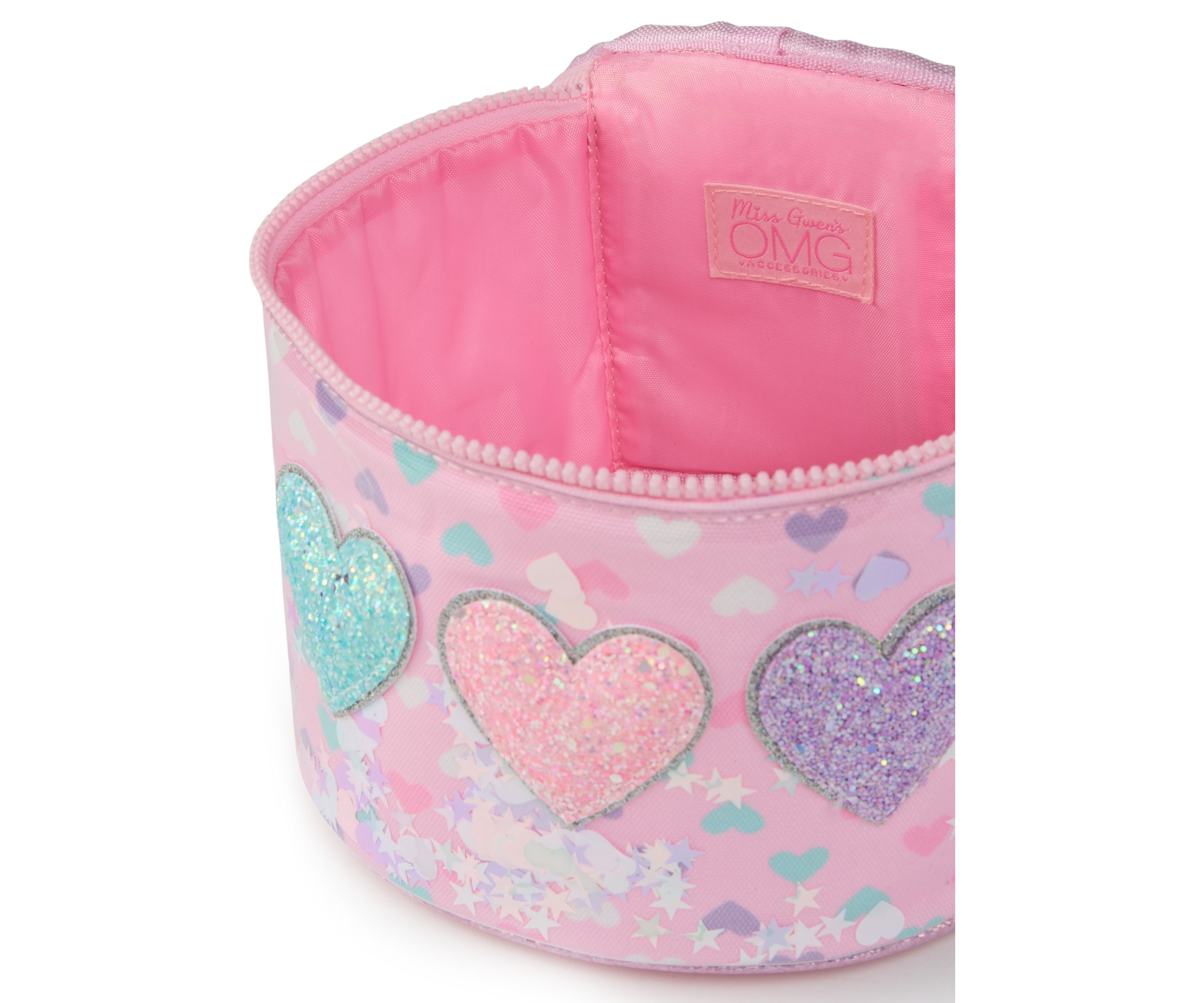 Girls Hearts Confetti Canvas Round Train Case