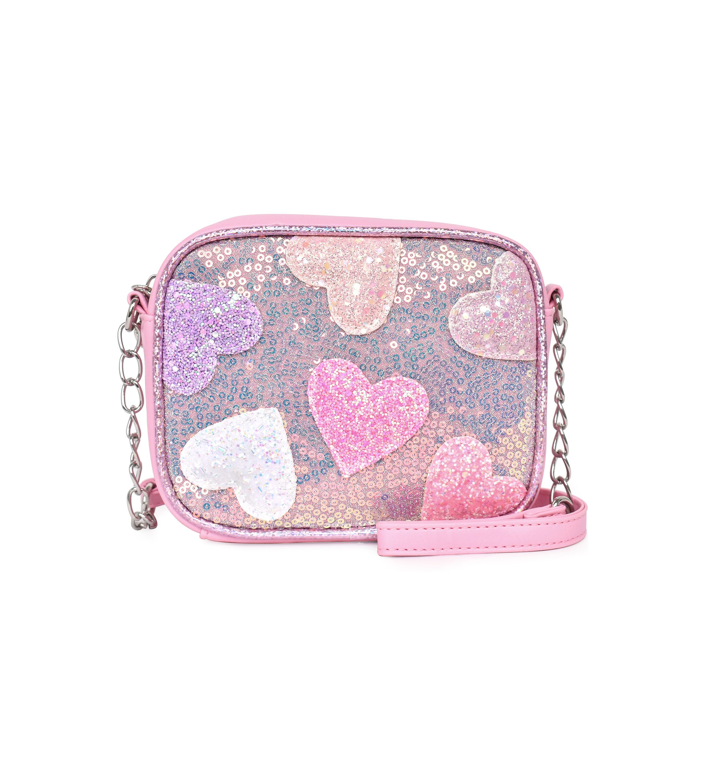 Girls Heart Printed Sequin Crossbody Bag