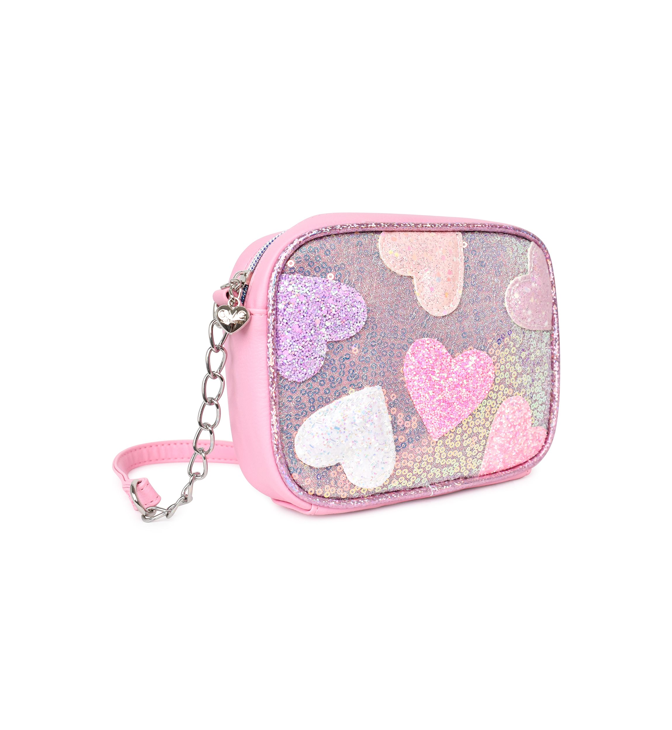 Girls Heart Printed Sequin Crossbody Bag