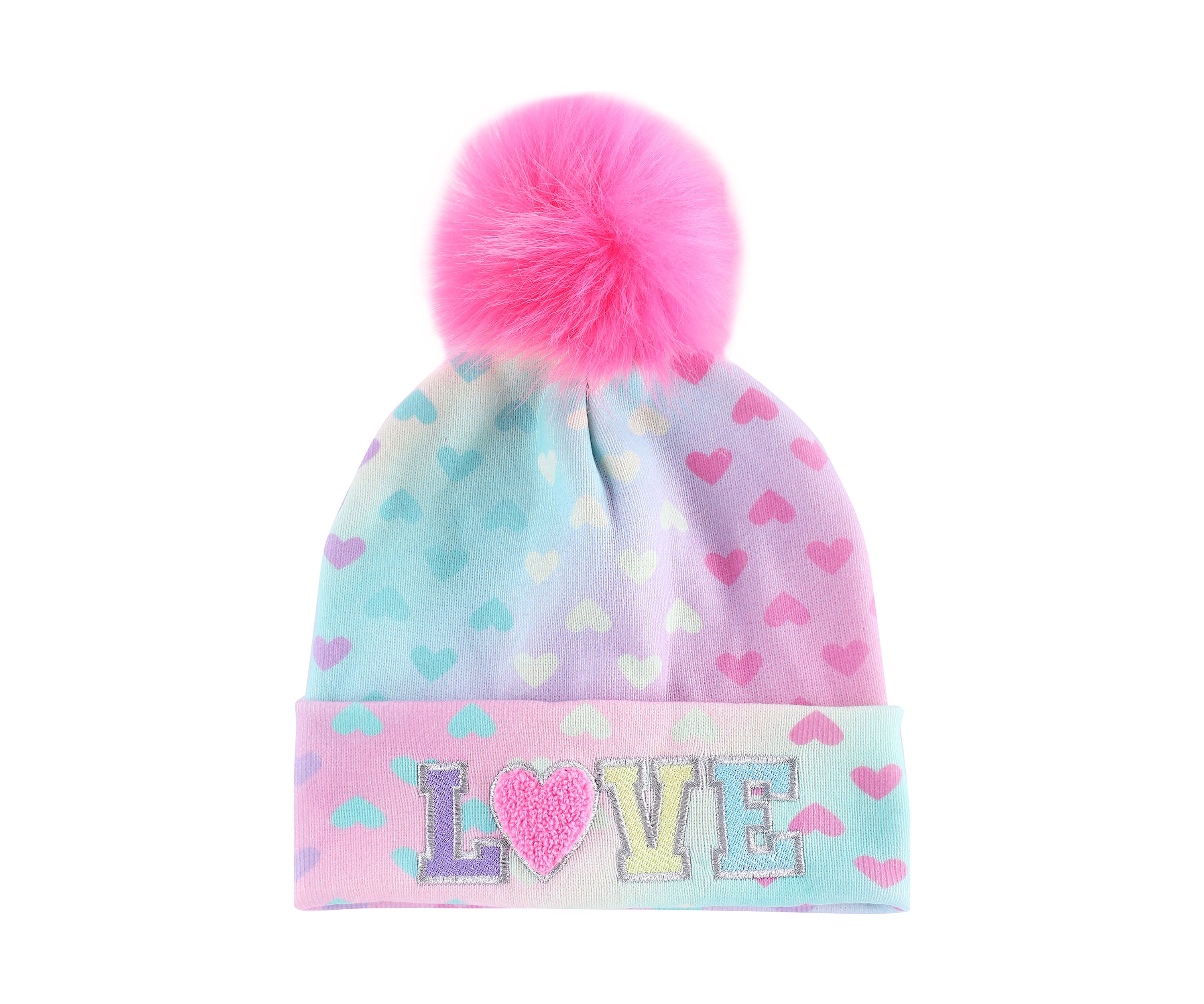 Girls Ombré Heart Love Hat and Gloves Set