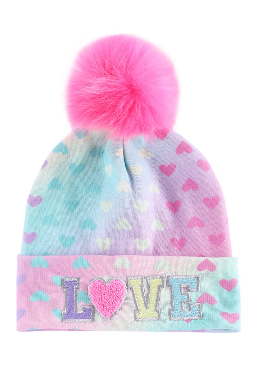 Girls Ombré Heart Love Hat and Gloves Set