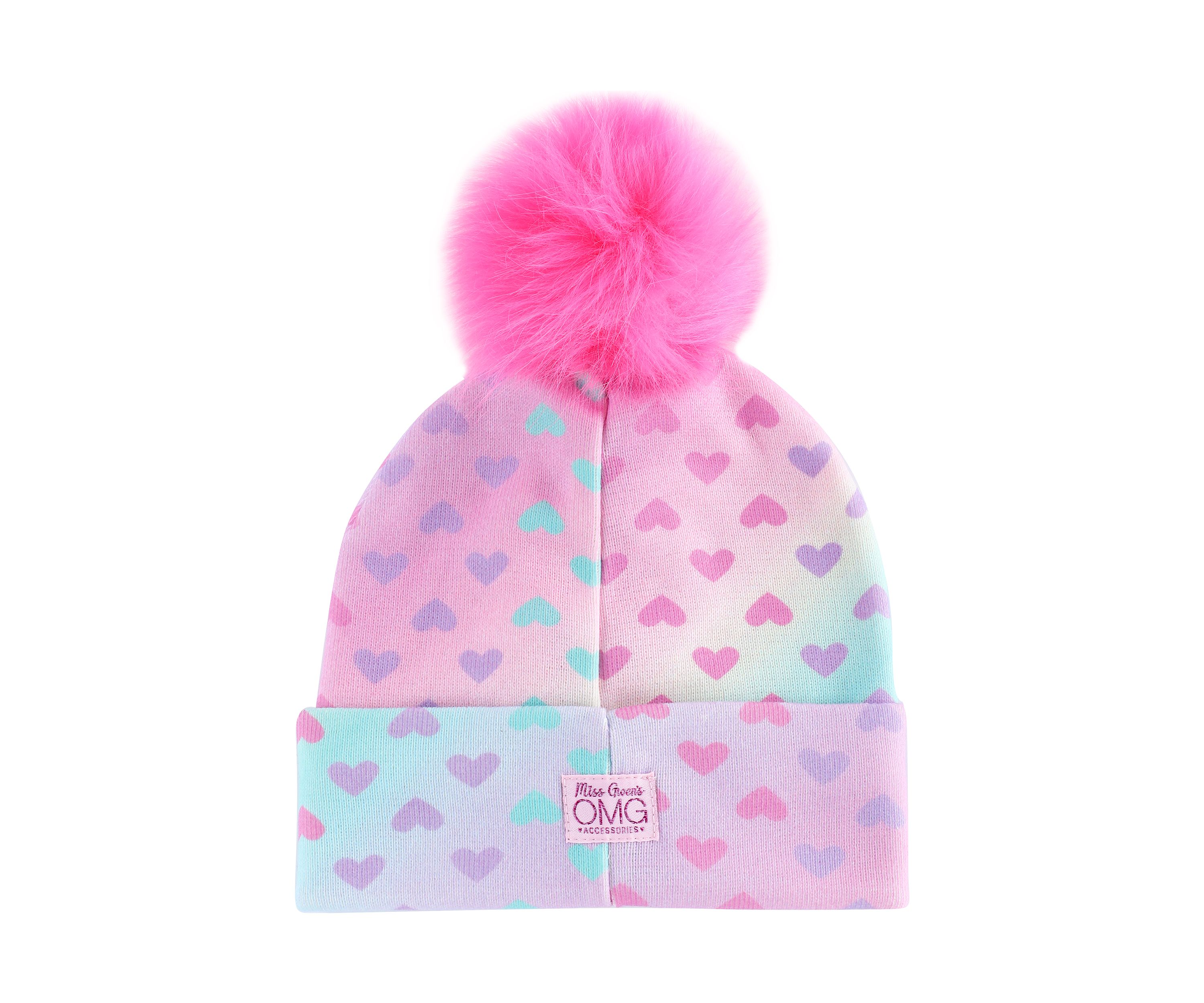 Girls Ombré Heart Love Hat and Gloves Set