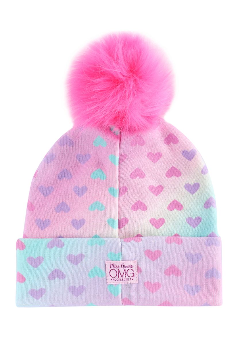 Girls Ombré Heart Love Hat and Gloves Set