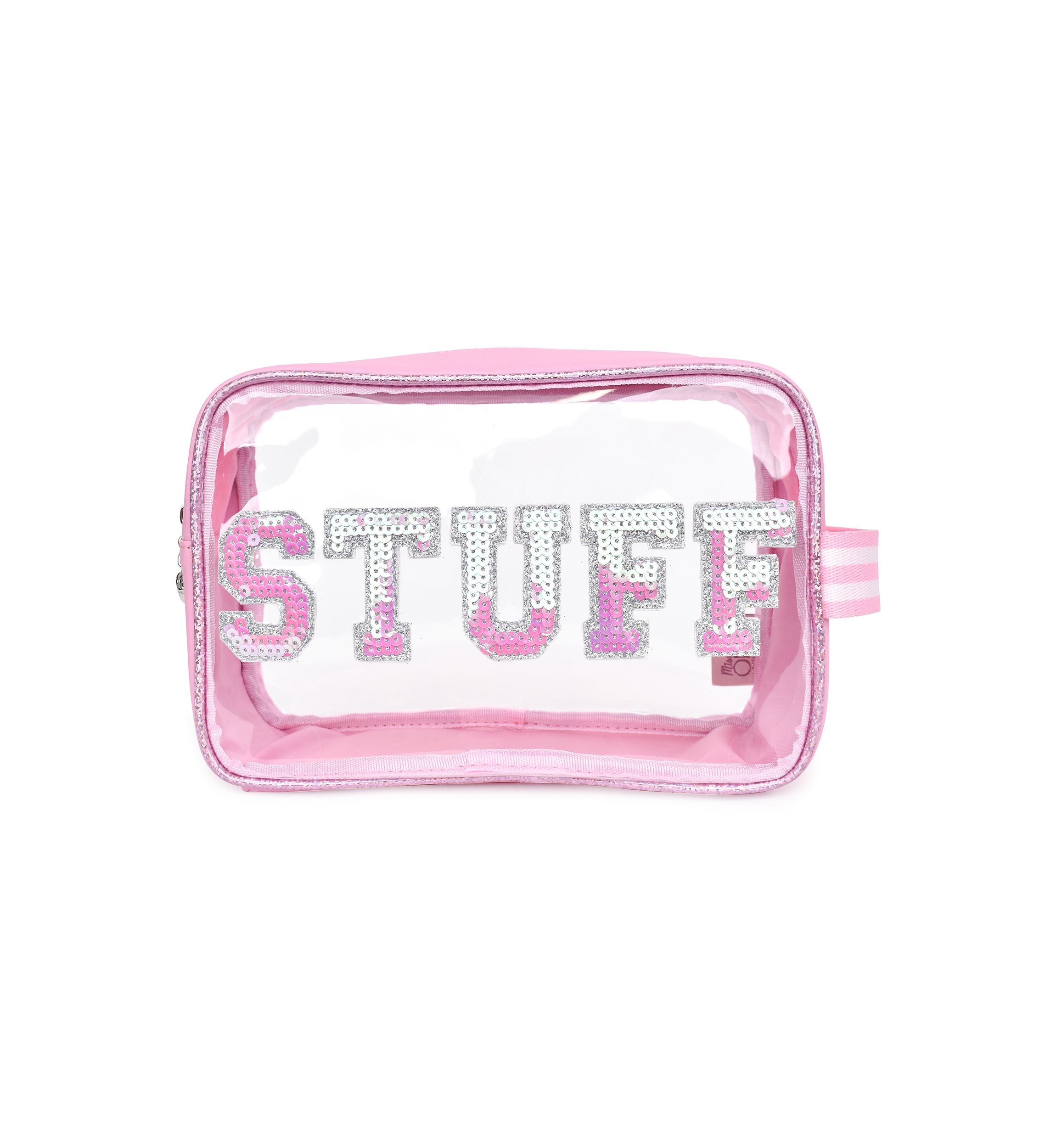 Girls Stuff Sequin Varsity Letter Clear Pouch