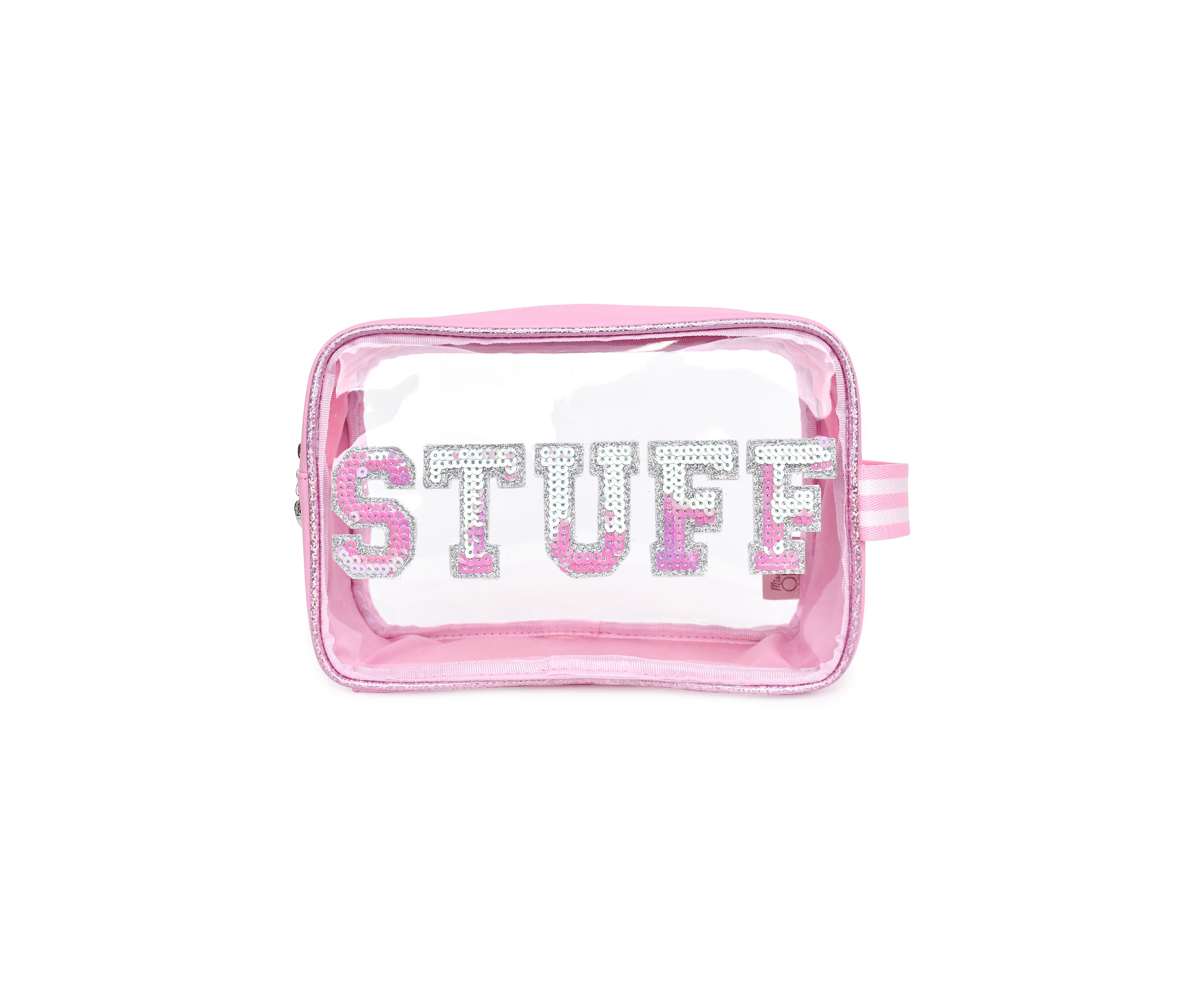 Girls Stuff Sequin Varsity Letter Clear Pouch