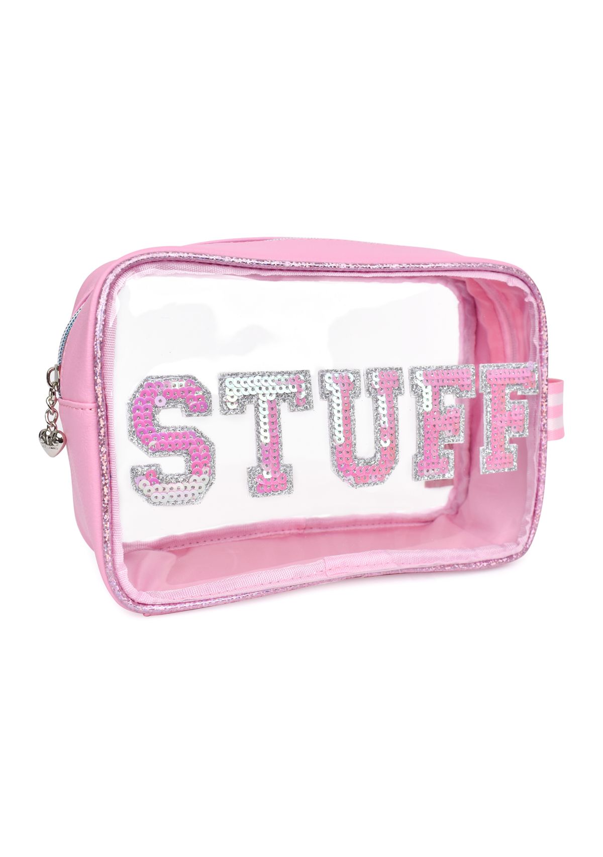 Girls Stuff Sequin Varsity Letter Clear Pouch