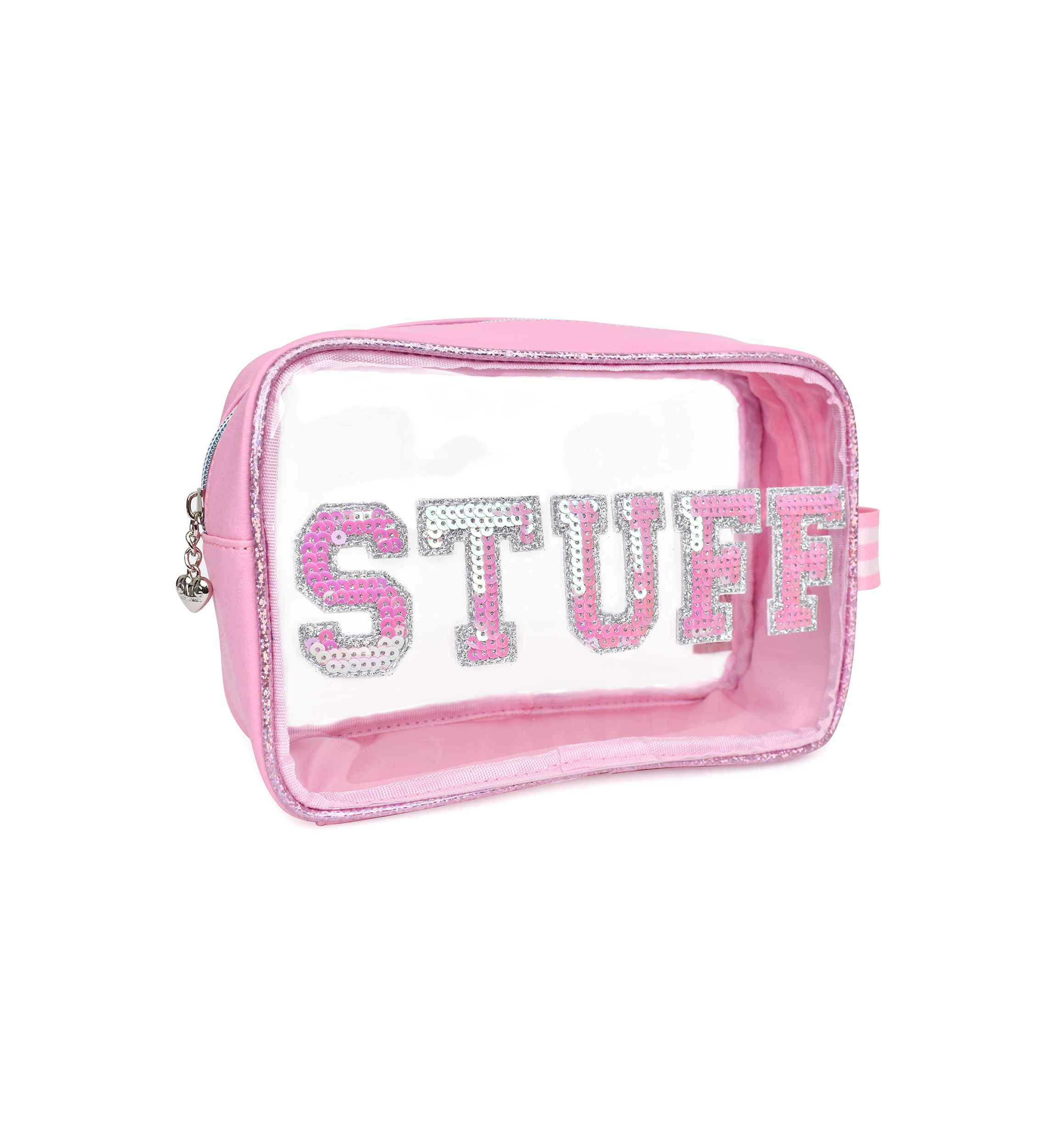 Girls Stuff Sequin Varsity Letter Clear Pouch