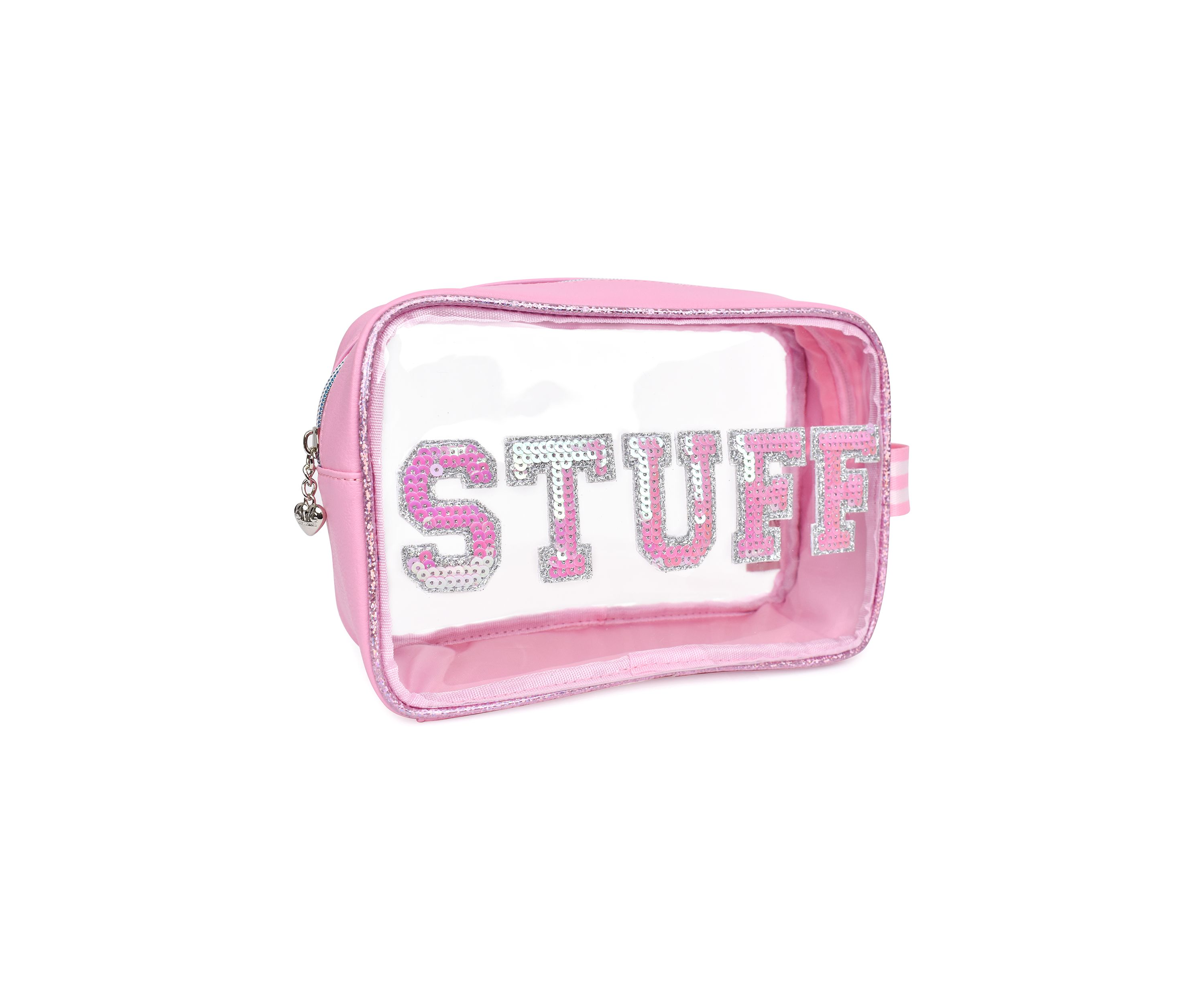 Girls Stuff Sequin Varsity Letter Clear Pouch