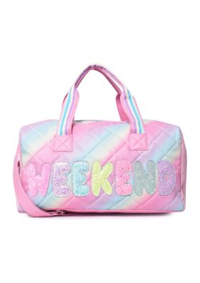 Under One Sky Kids' Unicorn Tie Die Faux-fur Trim Duffle Bag In